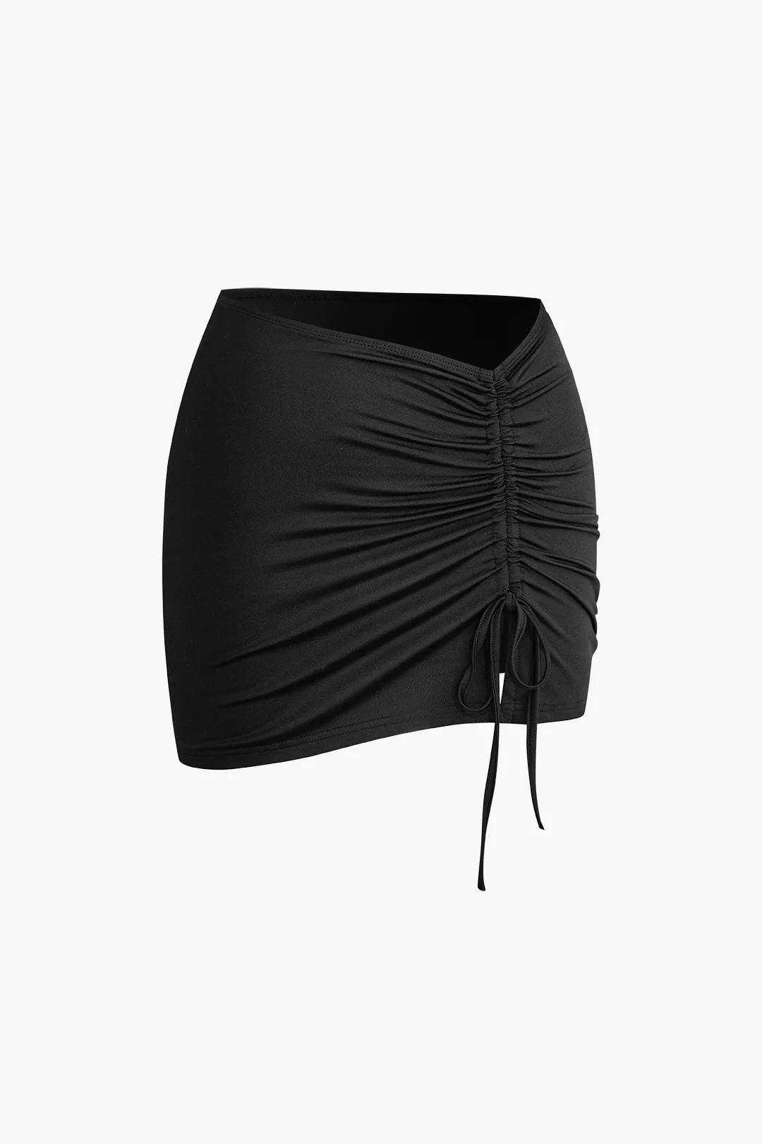Halter Neck Metallic Decor Backless Cami Top And Drawstring Mini Skirt Set - Image 4