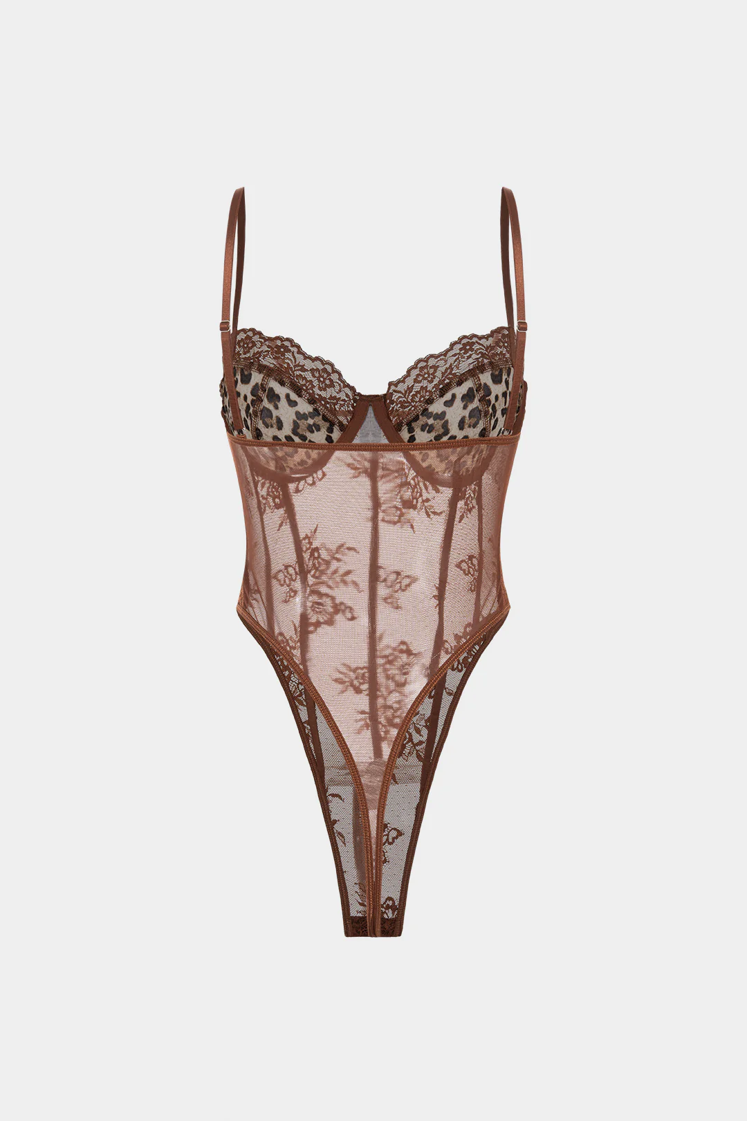 Leopard Print Lace Sleeveless Bodysuit - Image 2