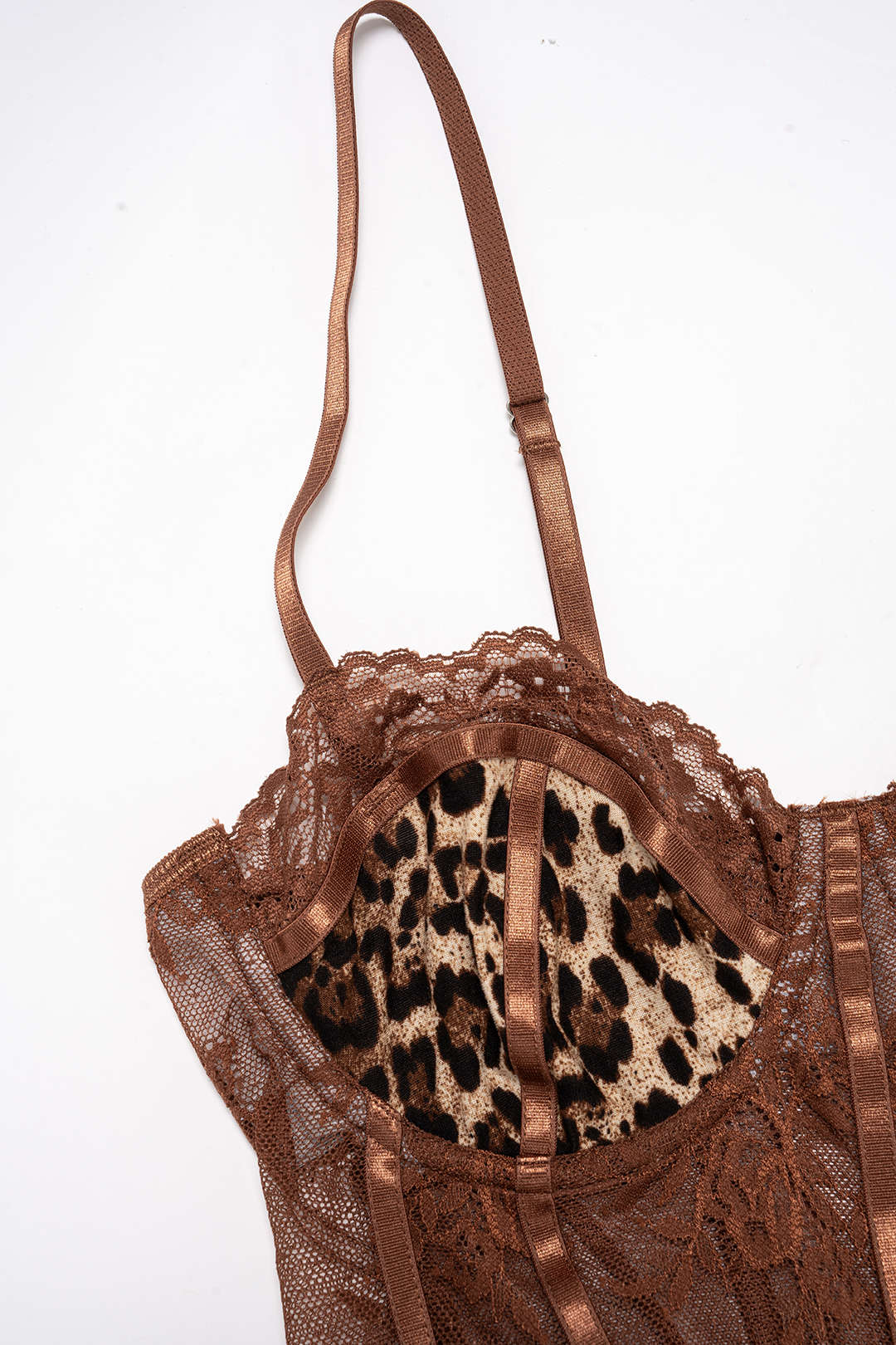 Leopard Print Lace Sleeveless Bodysuit - Image 3