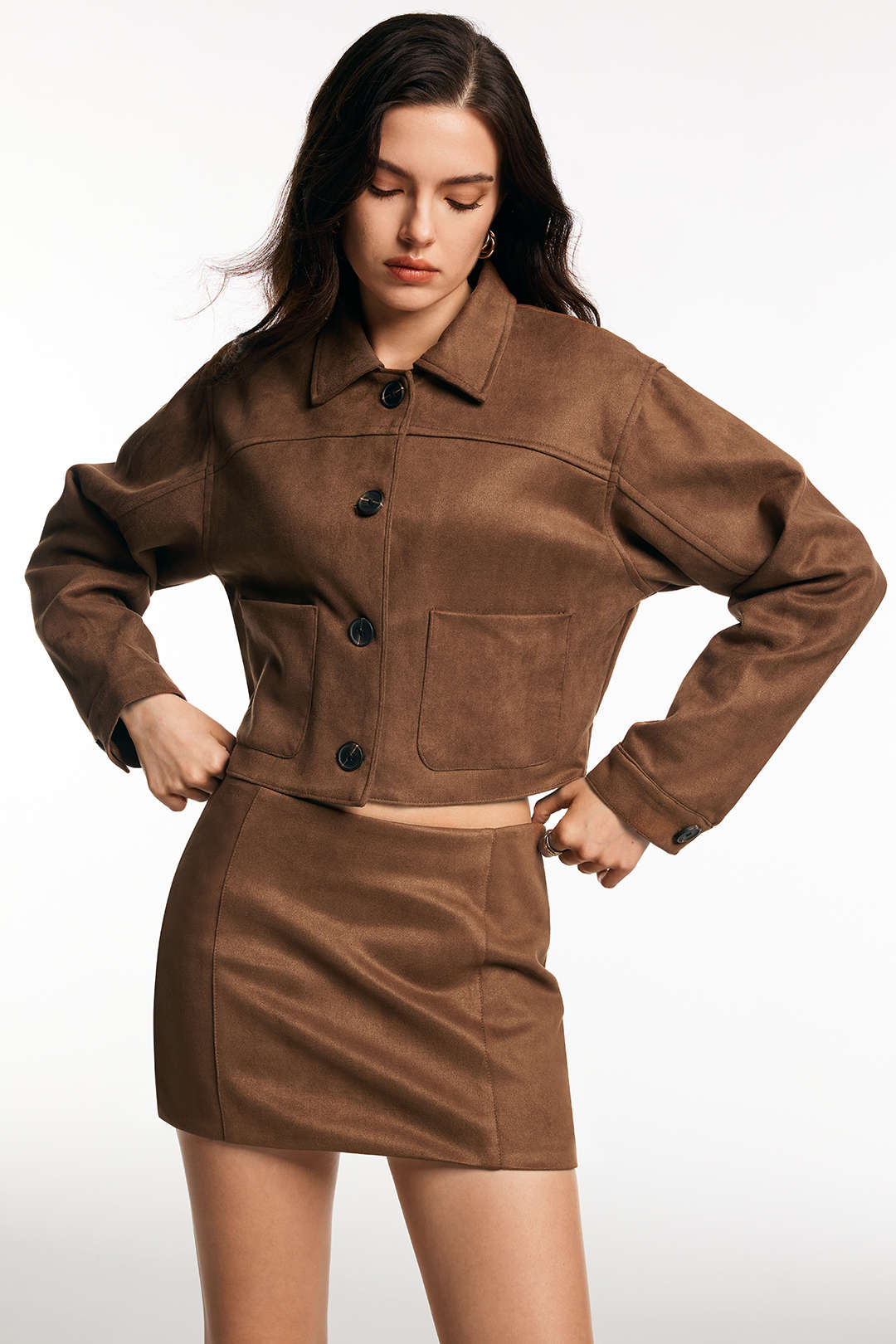Suede Low Waist Mini Skirt - Image 3