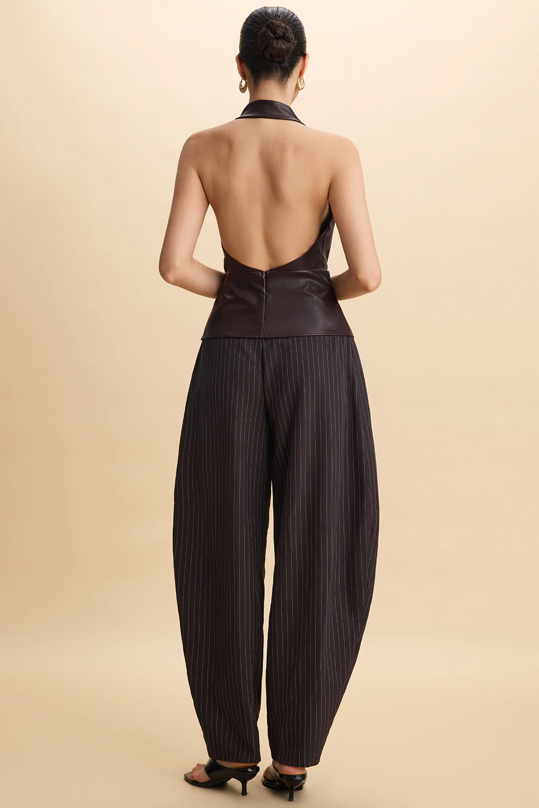 Stripes Print Ruched Barrel Trousers - Image 3