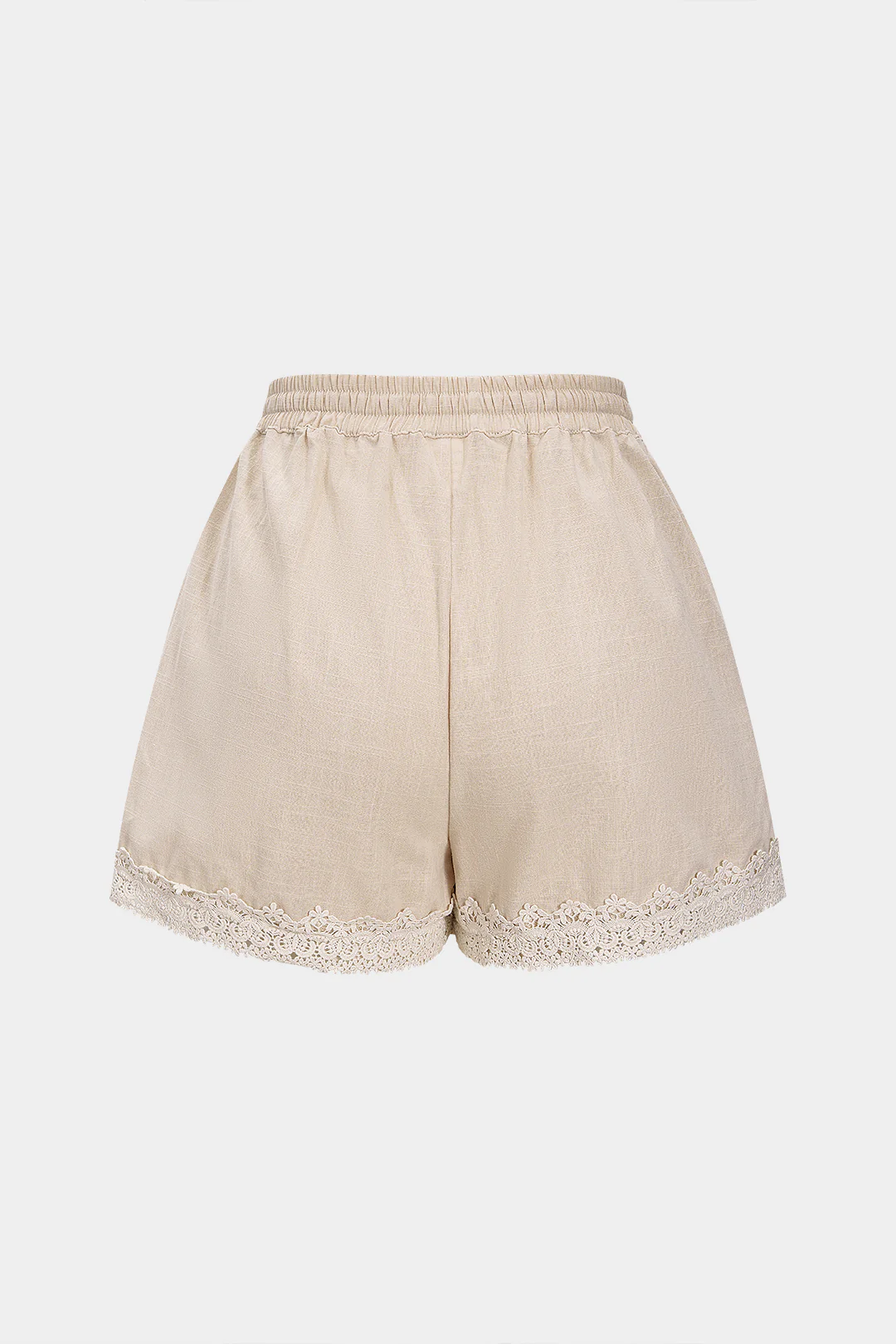 Lace Trim Patchwork Embroidery Tie-Up Shorts - Image 3