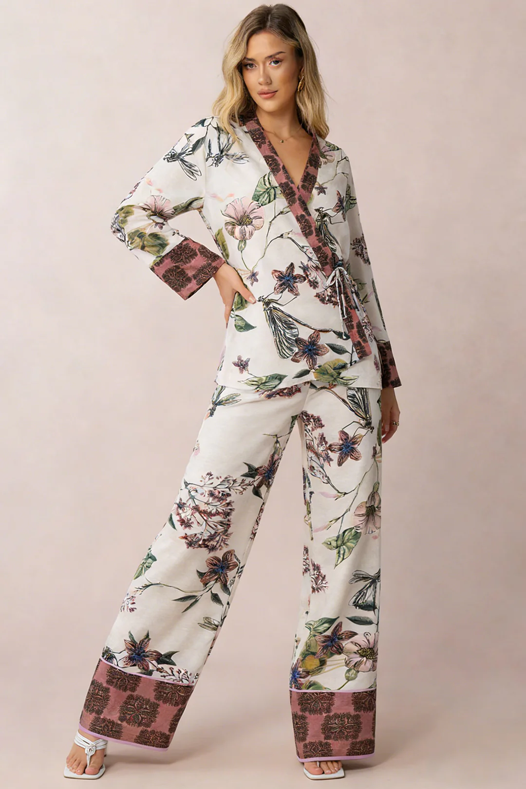 Floral Print Straight Leg Pants - Image 2