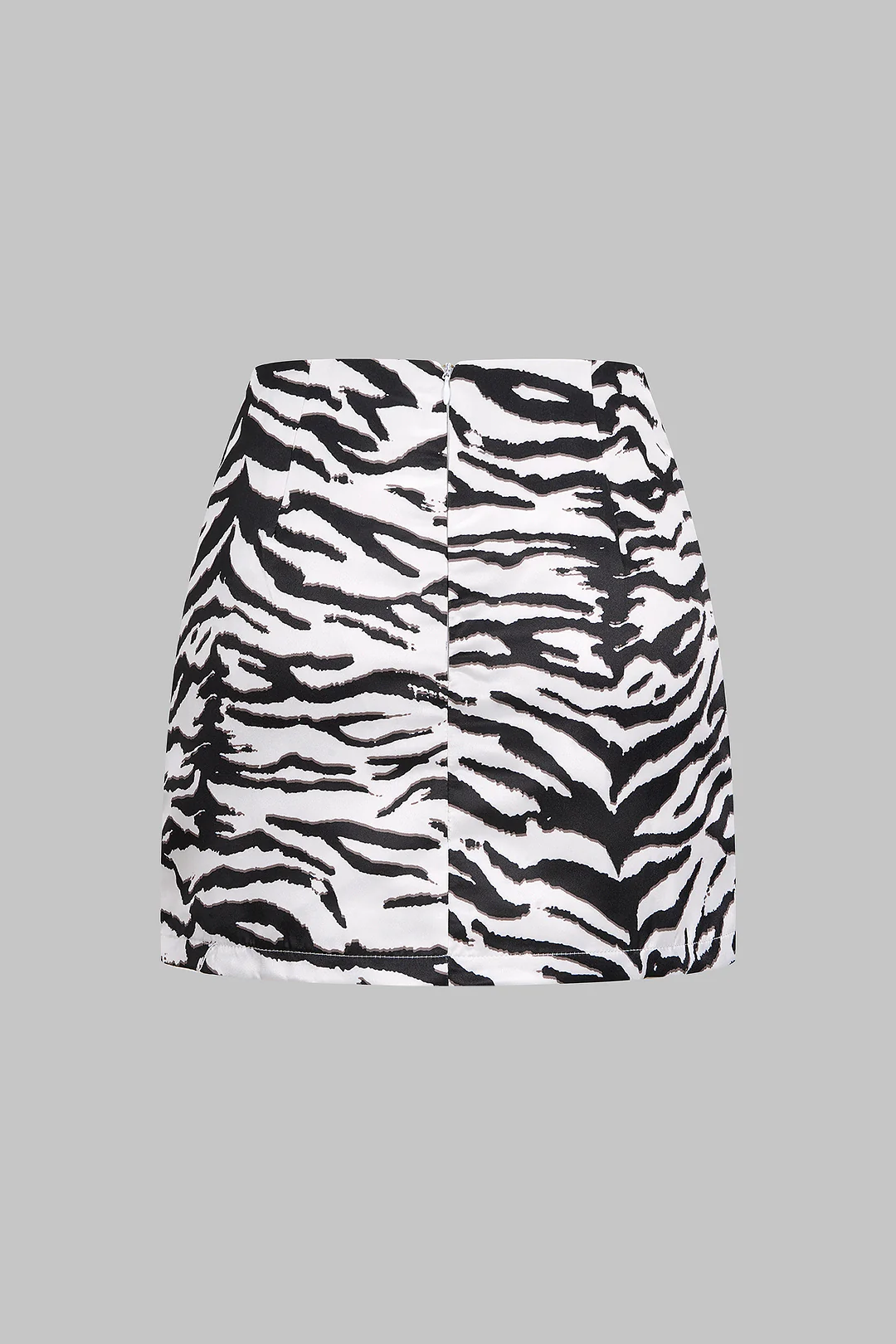 Zebra Stripe Print Zipper Mini Skirt - Image 7