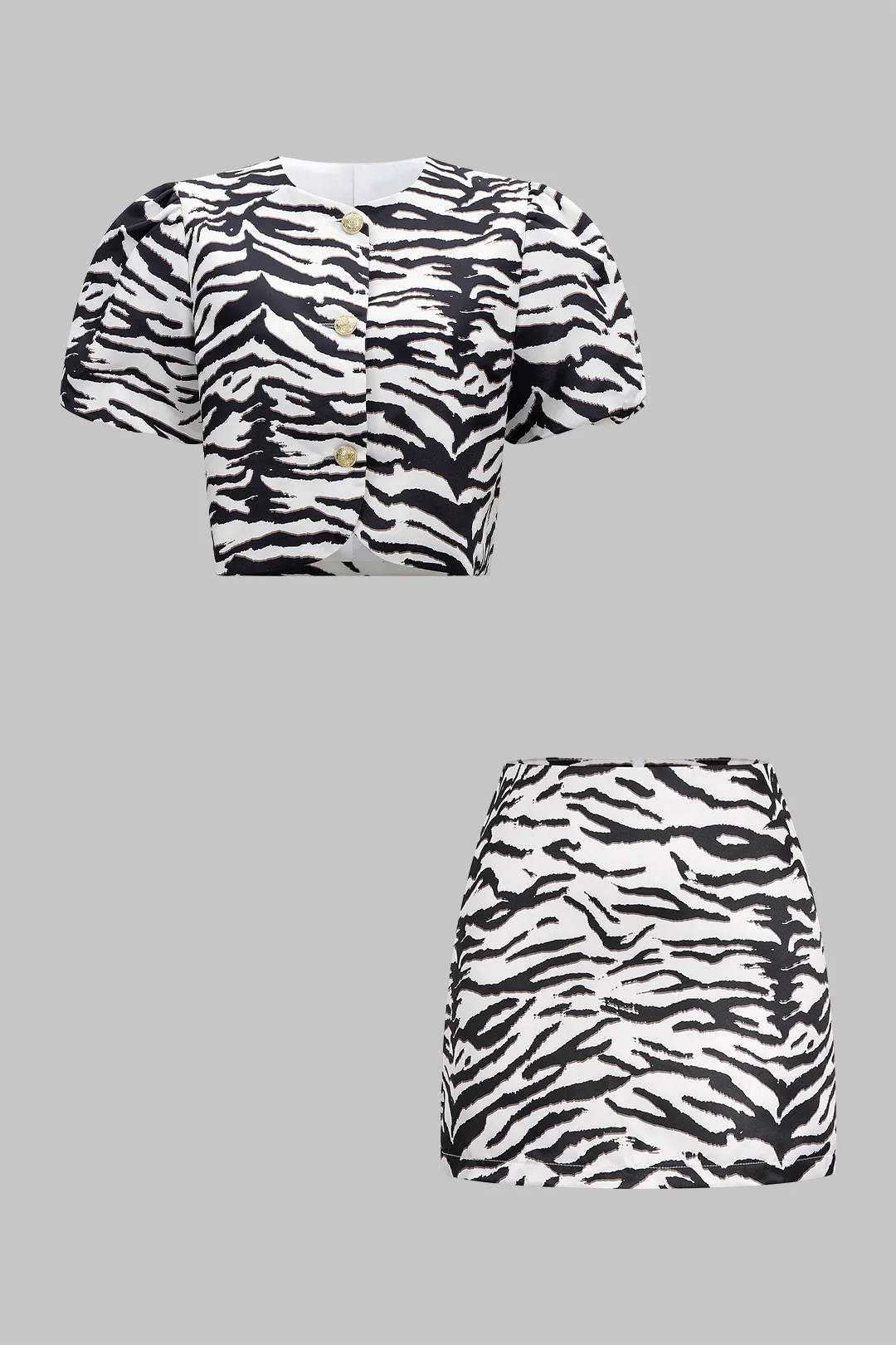Zebra Stripe Print Zipper Mini Skirt - Image 8