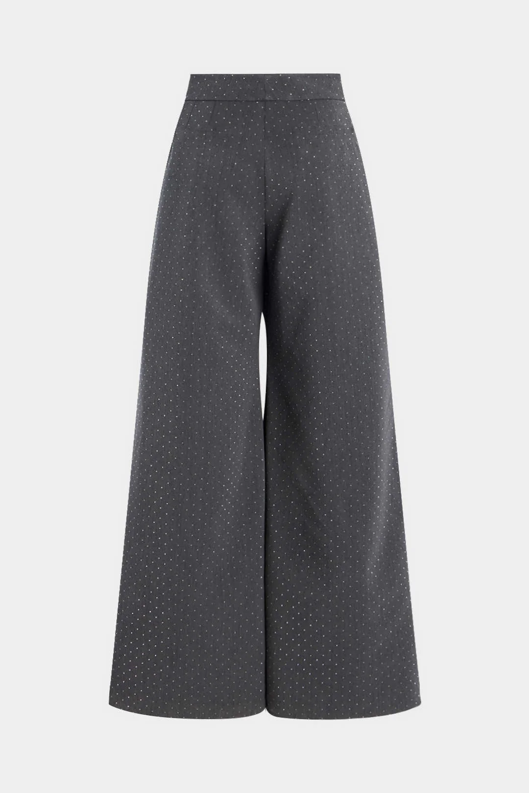 Diamond Print Rhinestone Pocket Wide Leg Trousers - Image 2