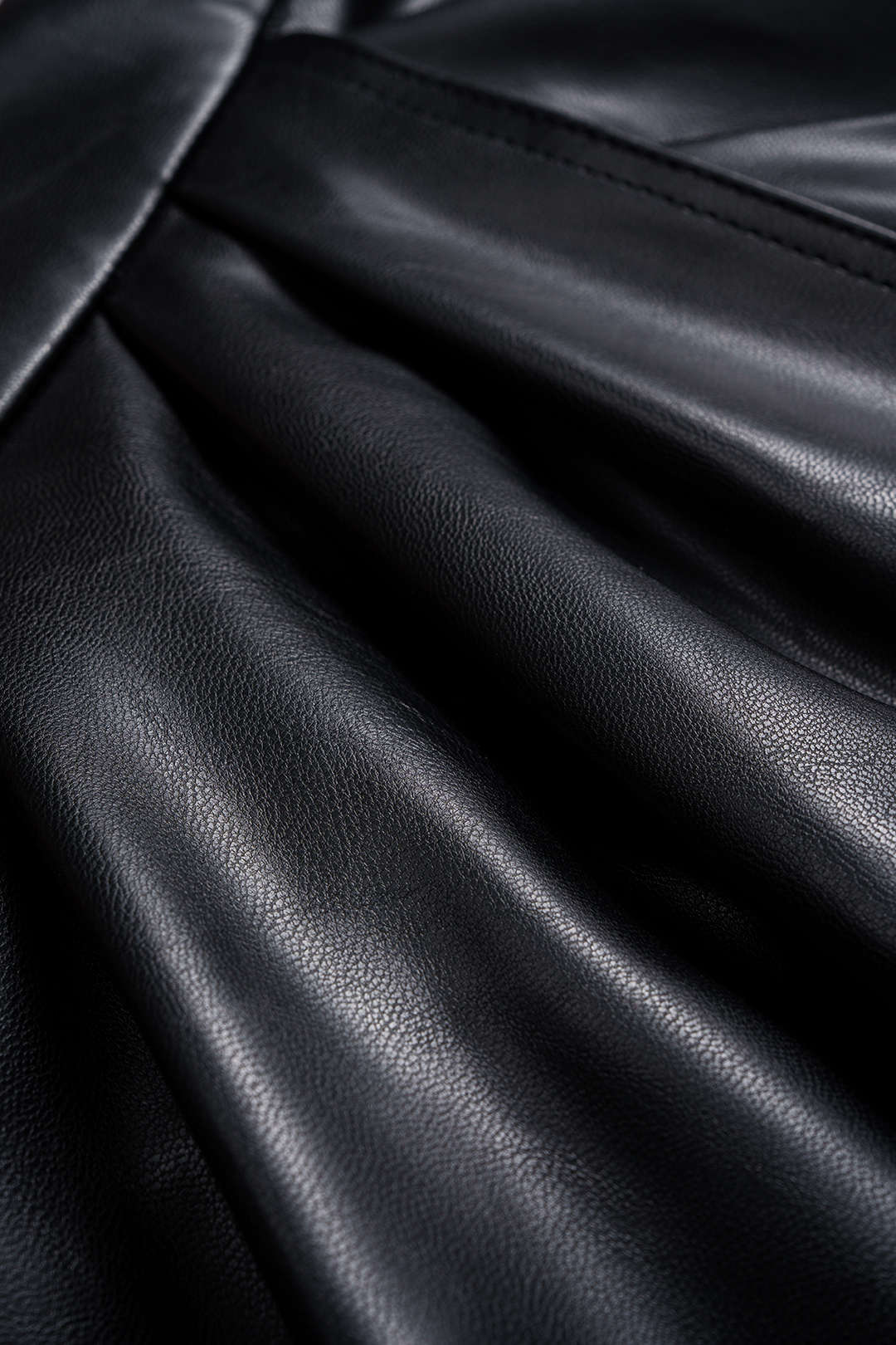Faux Leather High Slit Ruched Crossed Skirt - Image 3