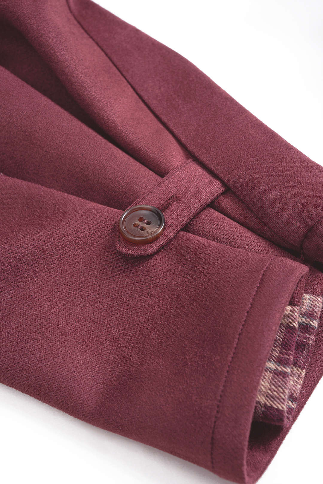 Plaid Print Suede Patchwork Pants - Image 4