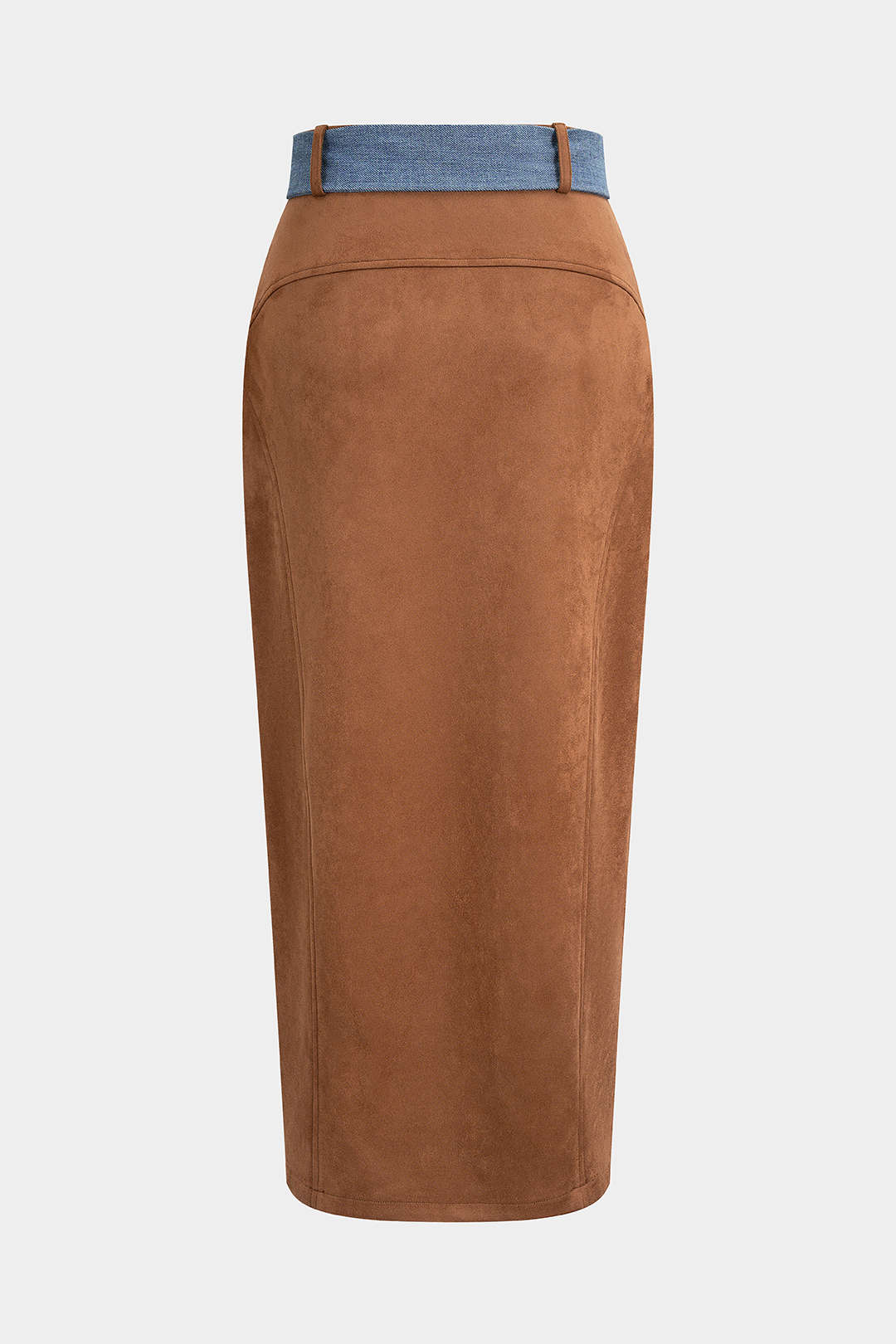 Suede Belted High Slit Skirt - Image 2