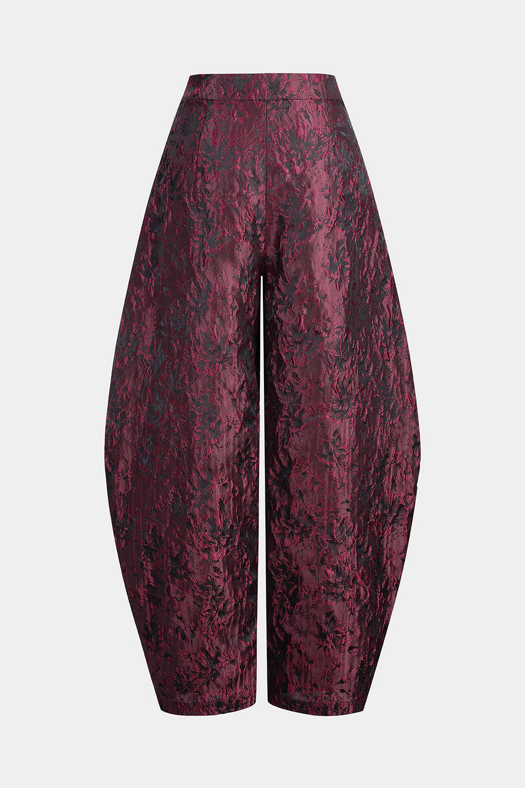 Floral Print Jacquard Zipper Wide Leg Pants - Image 2