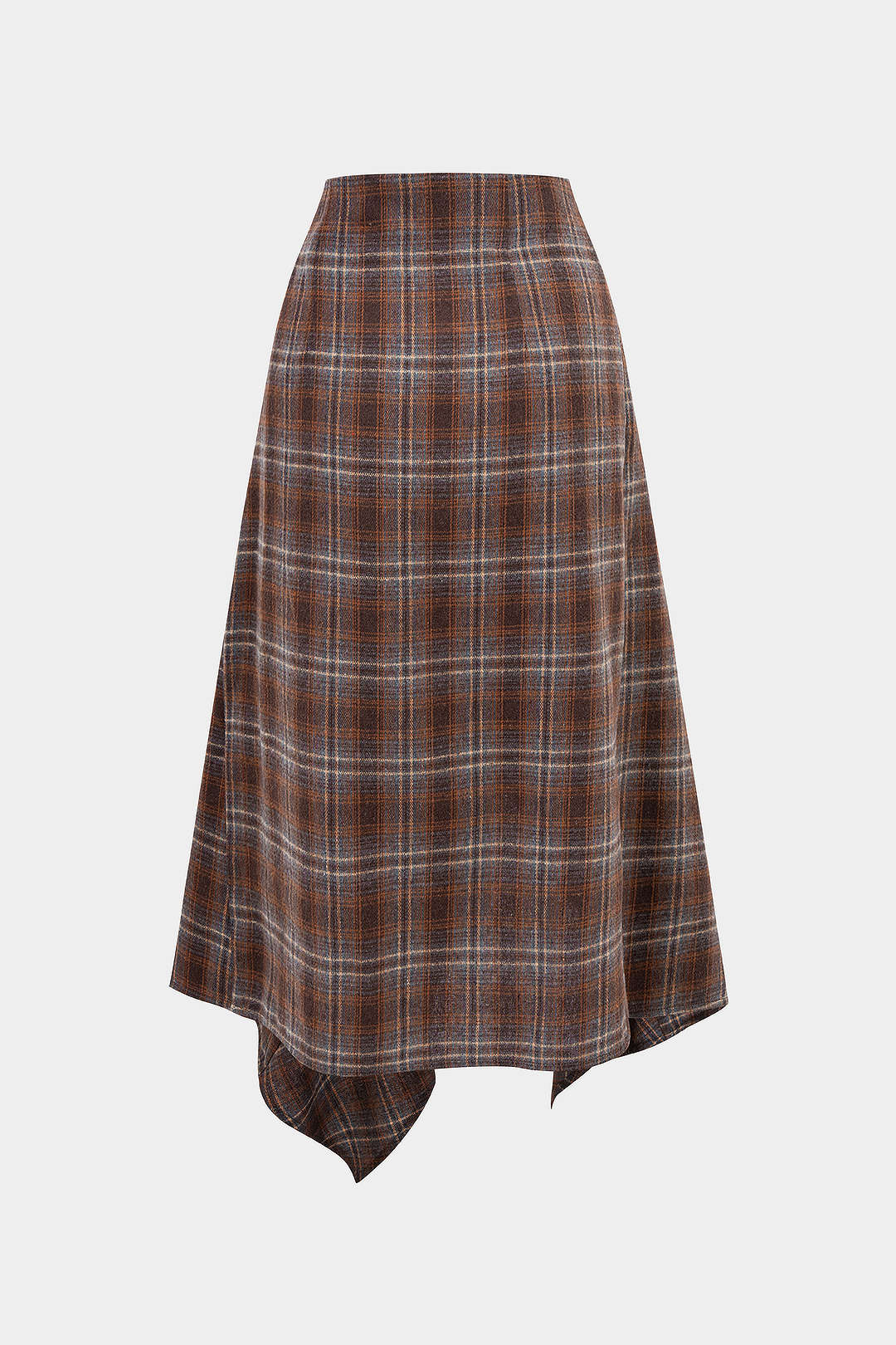 Plaid Print Asymmetrical Ruched Split Skirt - Image 2