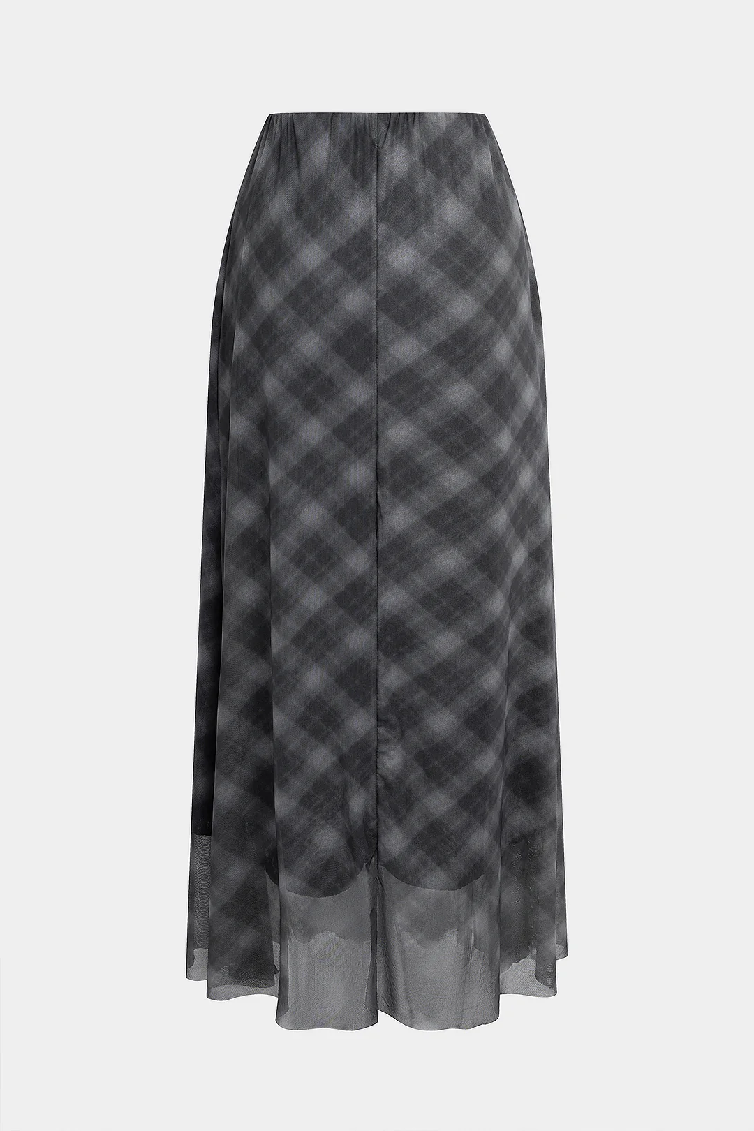 Plaid Print Sheer Mesh High Waist Skirt - Image 2