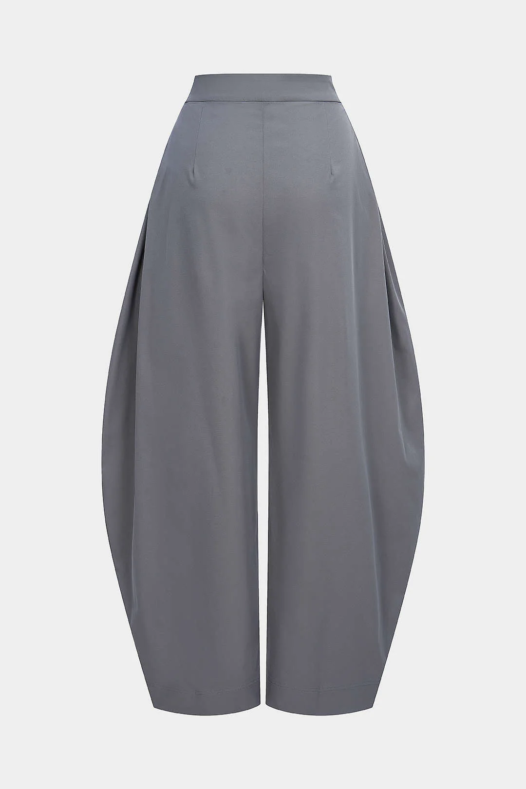 Solid Ruched Zipper High Waist Pants - Image 2