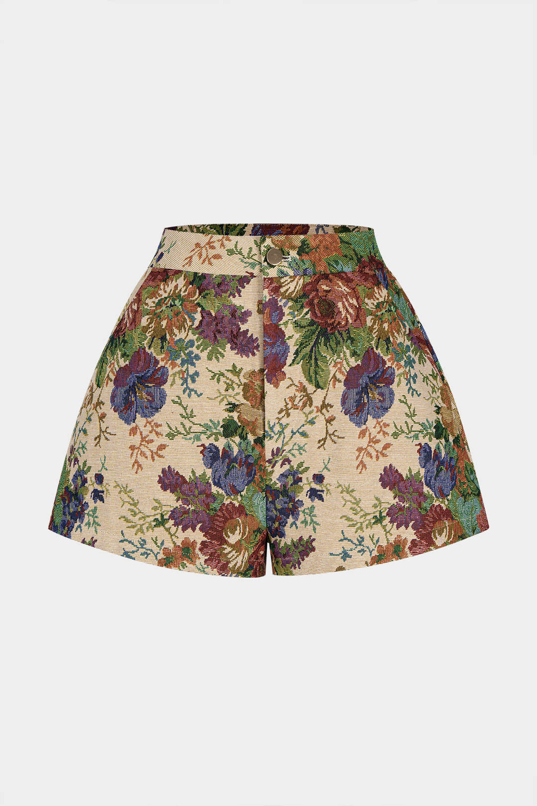 Floral Print Jacquard High Waist Shorts