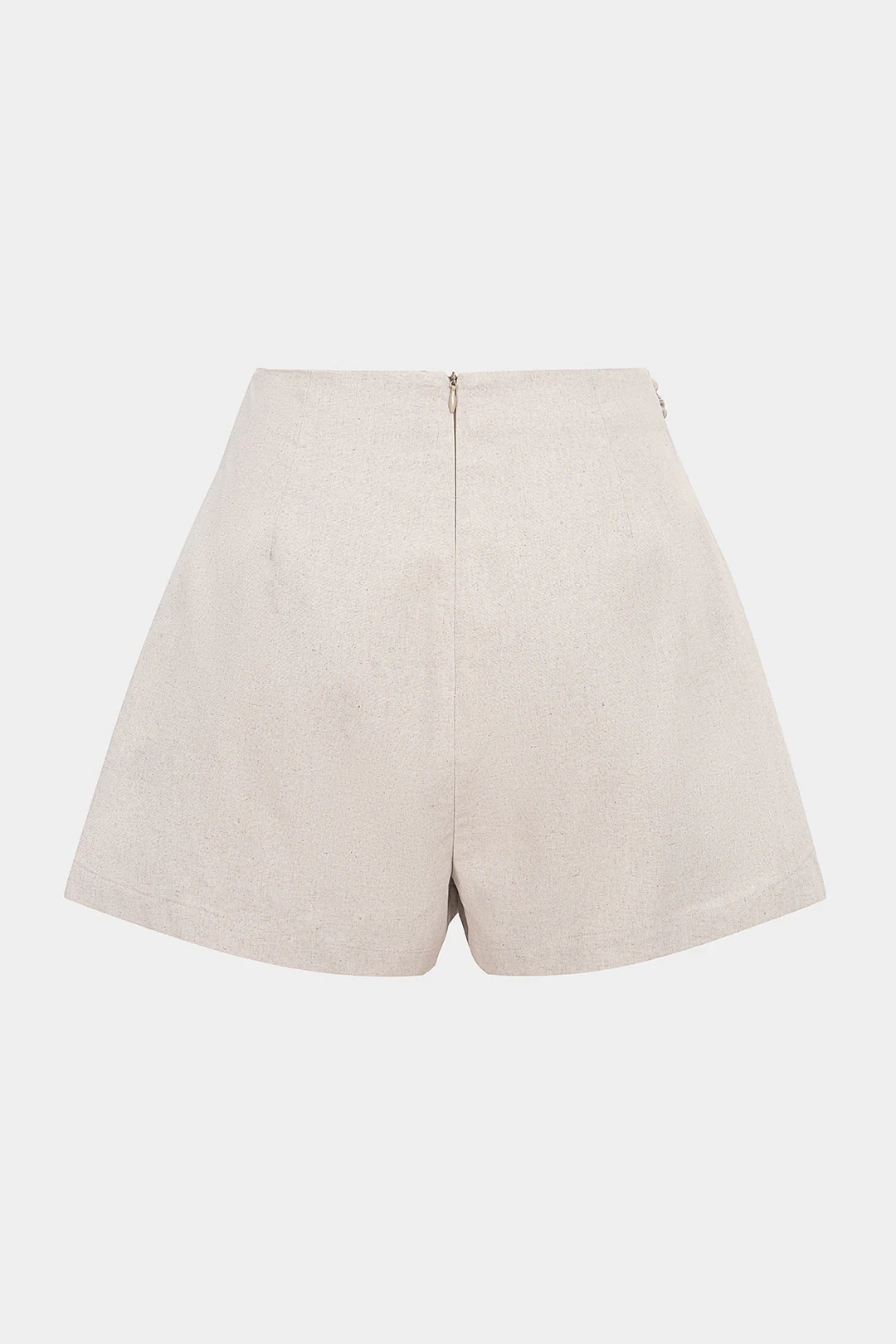 Linen Asymmetrical Twist Knot Zipper Shorts - Image 2