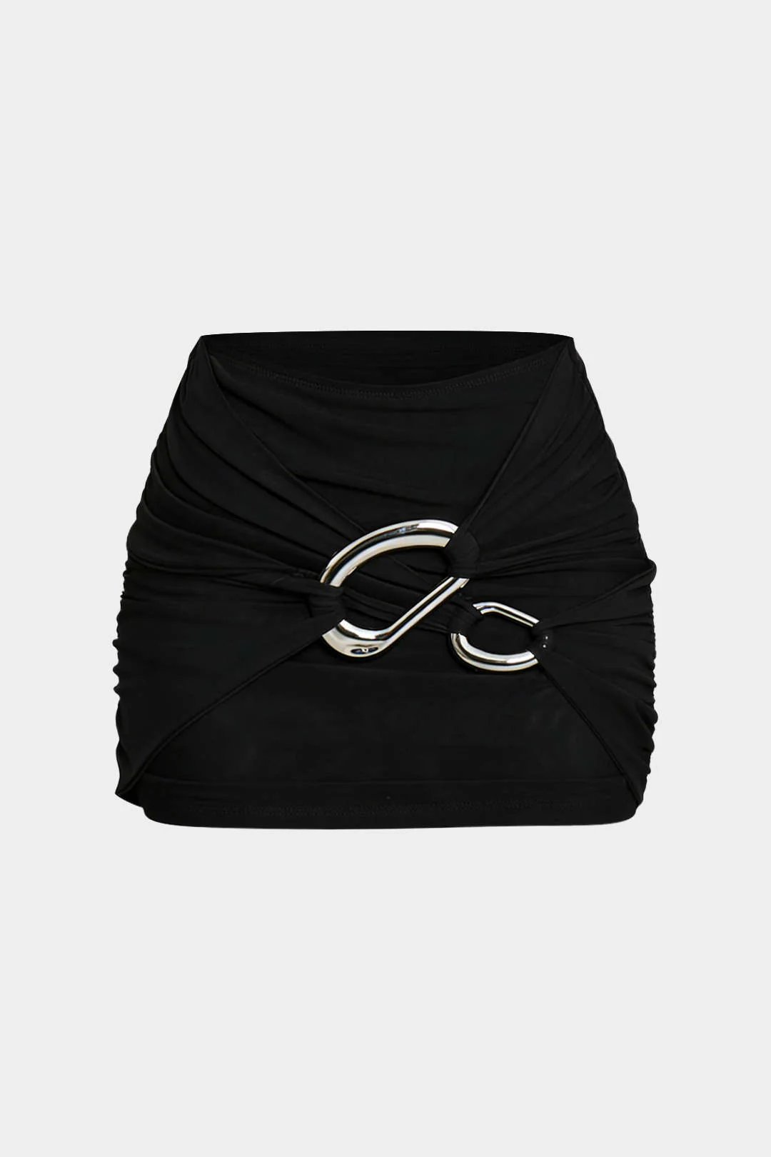 Ruched Asymmetrical Metallic Decor Mini Skirt - Image 3