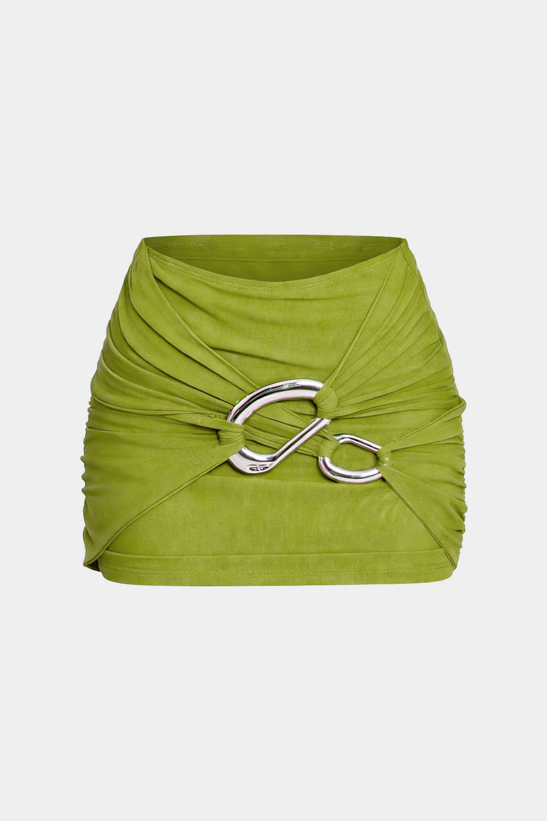 Ruched Asymmetrical Metallic Decor Mini Skirt - Image 5