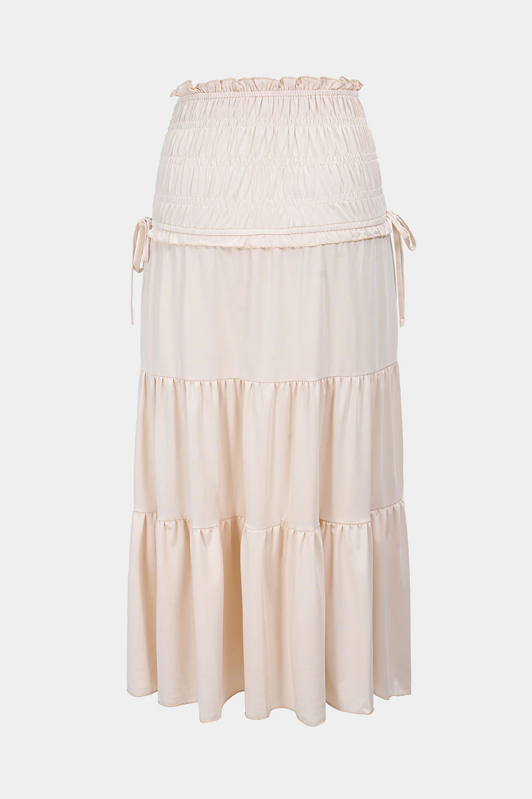 Scallop Edge Smocked Tie-Up Ruched Skirt - Image 2