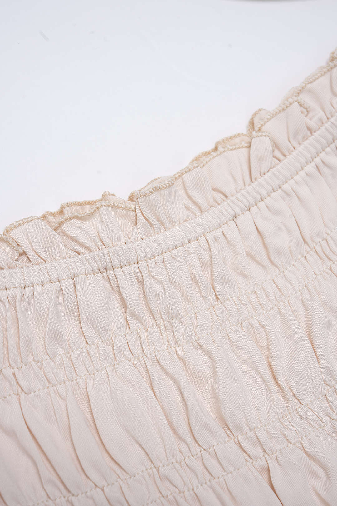 Scallop Edge Smocked Tie-Up Ruched Skirt - Image 4