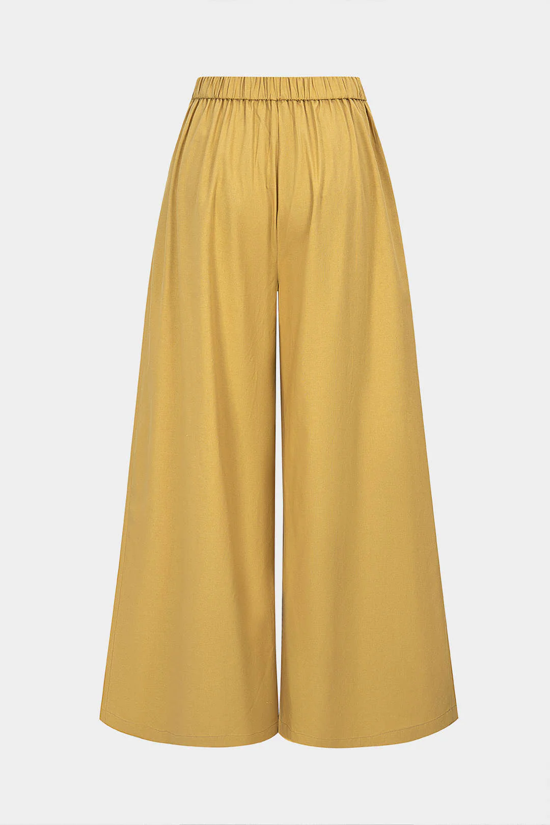 Linen Ruched Shirred Waistband High Waist Wide Leg Pants - Image 2