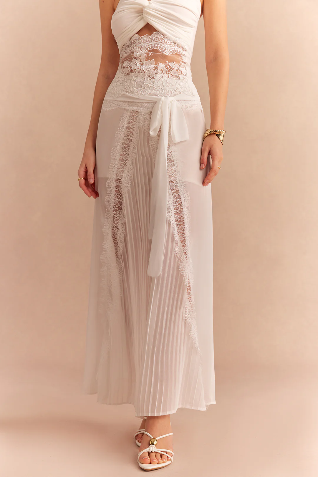 Lace Tie-Up Pleated Skirt - Image 3