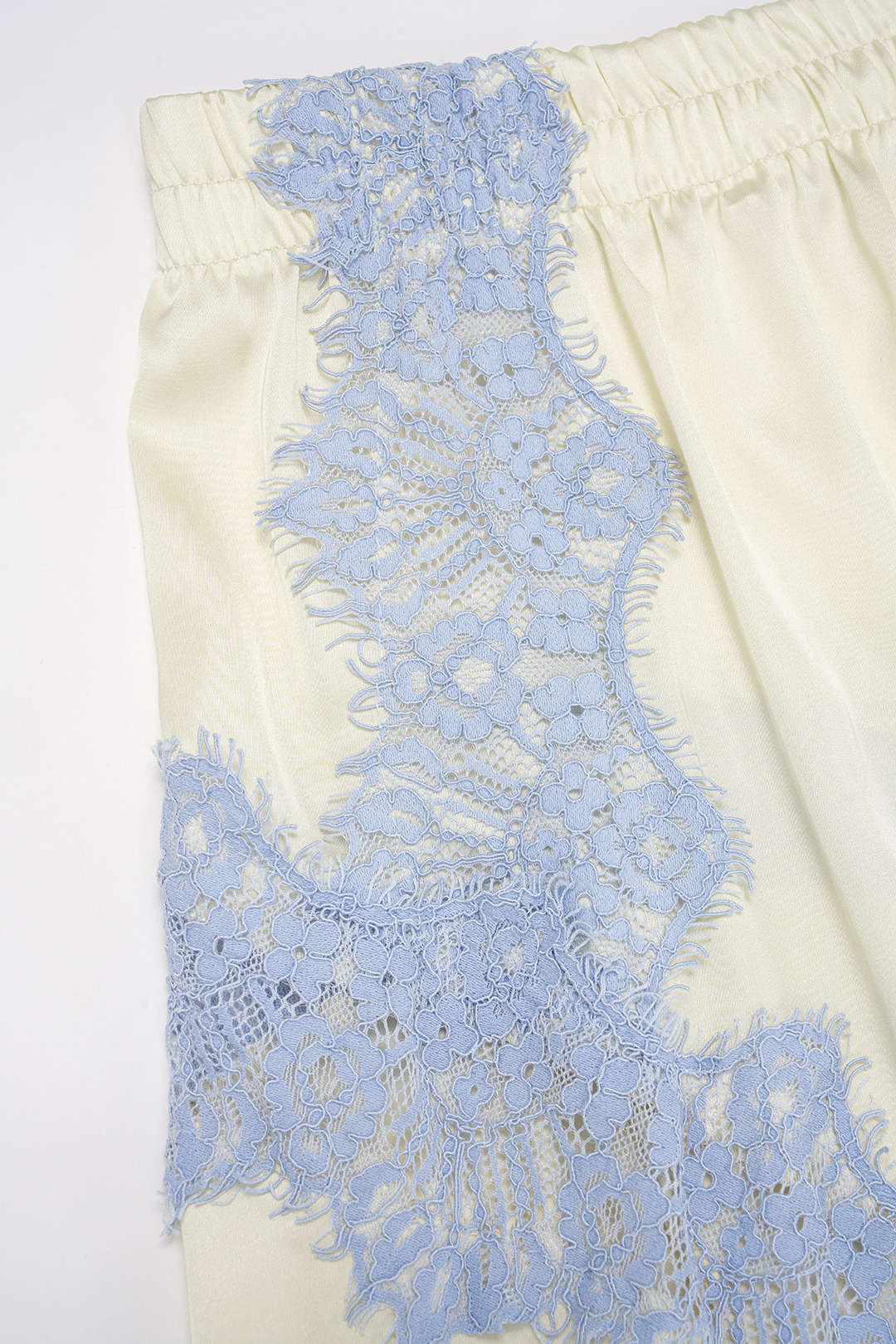 Satin Patchwork Lace Trim Shirred Waistband Skirt - Image 3