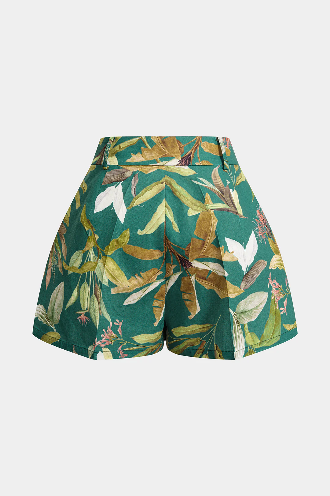 Leaves Print High Waist Wide Leg Shorts - Image 2