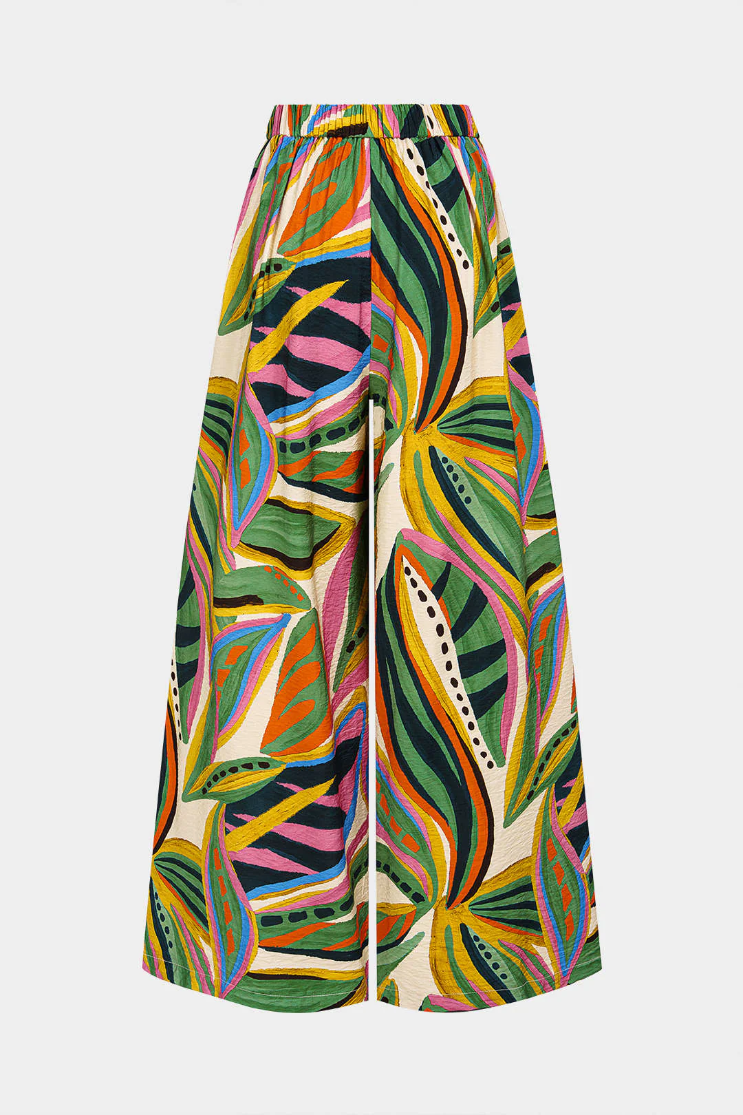 Leaves Contrast Print Wide Leg Pants - Image 2