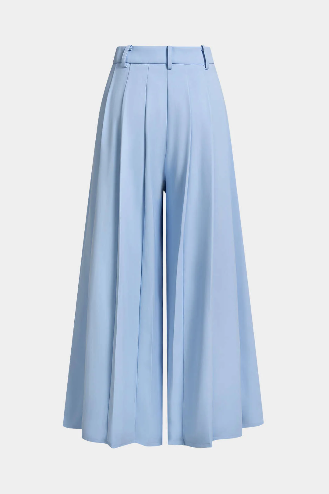 Solid Pleated Wide Leg Pants - Image 2