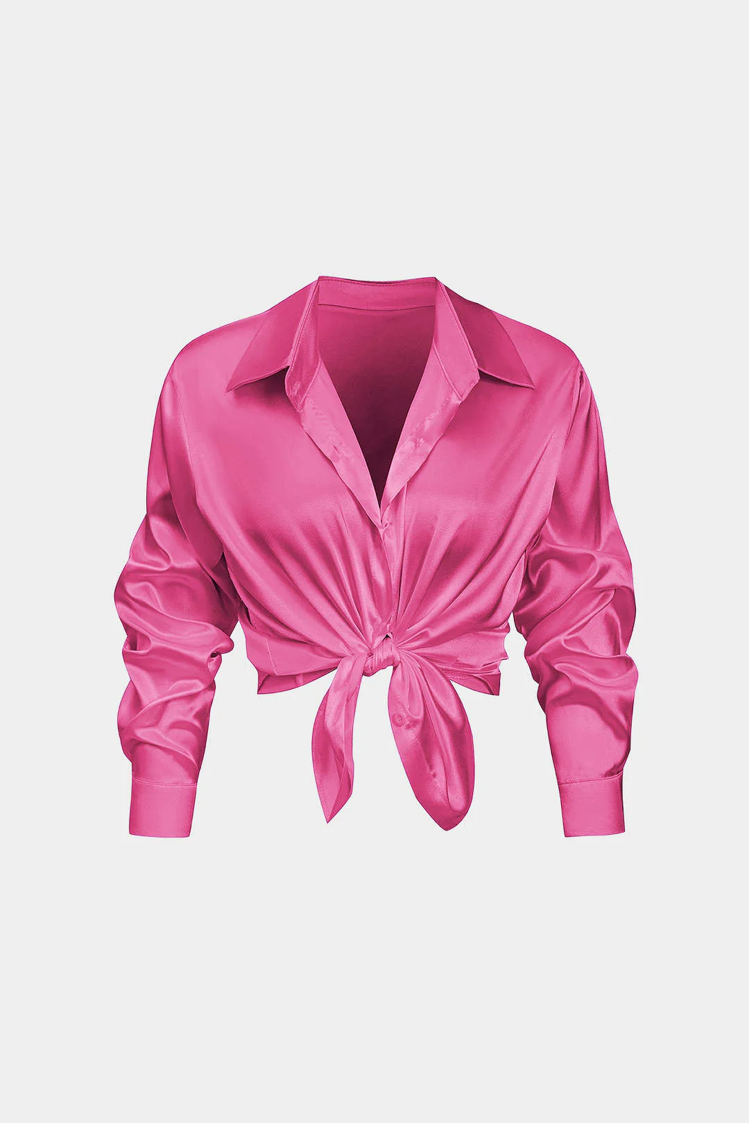 Basic Solid Satin Long-Sleeve Shirt - Image 10