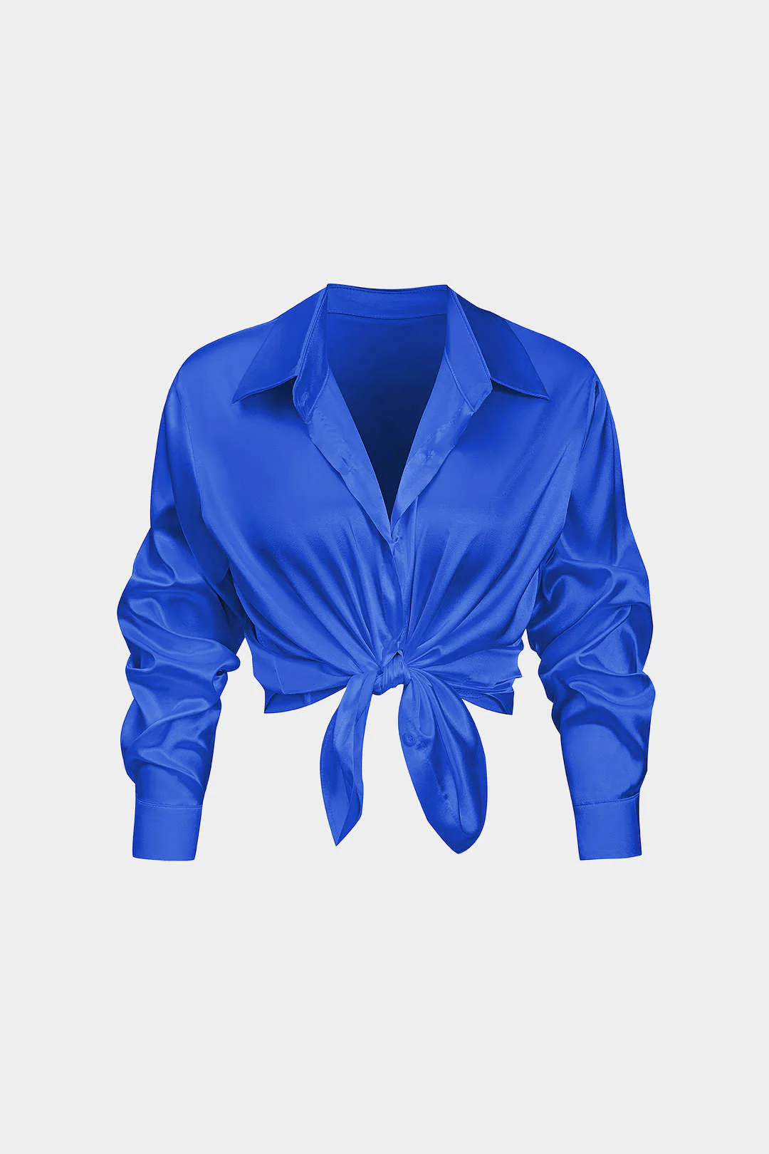 Basic Solid Satin Long-Sleeve Shirt - Image 11