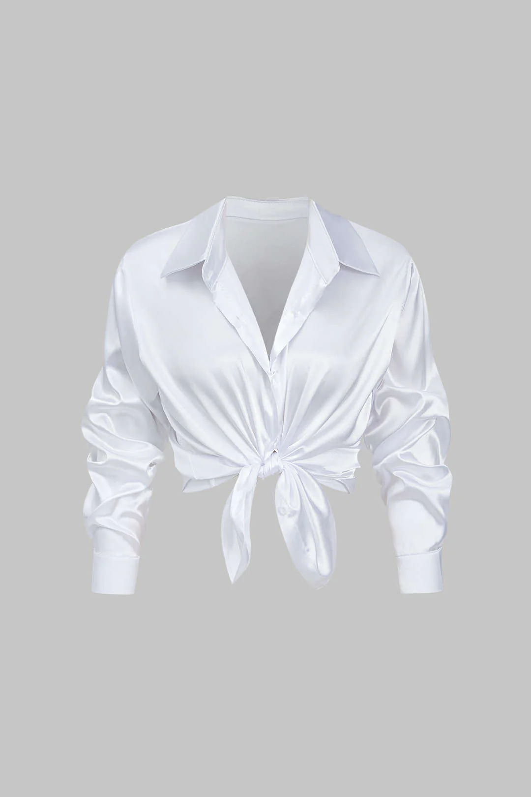 Basic Solid Satin Long-Sleeve Shirt - Image 15