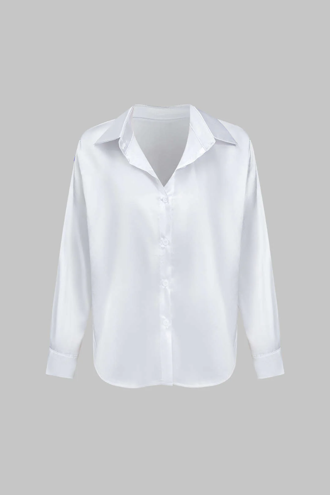Basic Solid Satin Long-Sleeve Shirt - Image 16