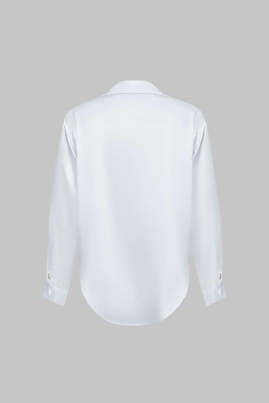Basic Solid Satin Long-Sleeve Shirt - Image 17