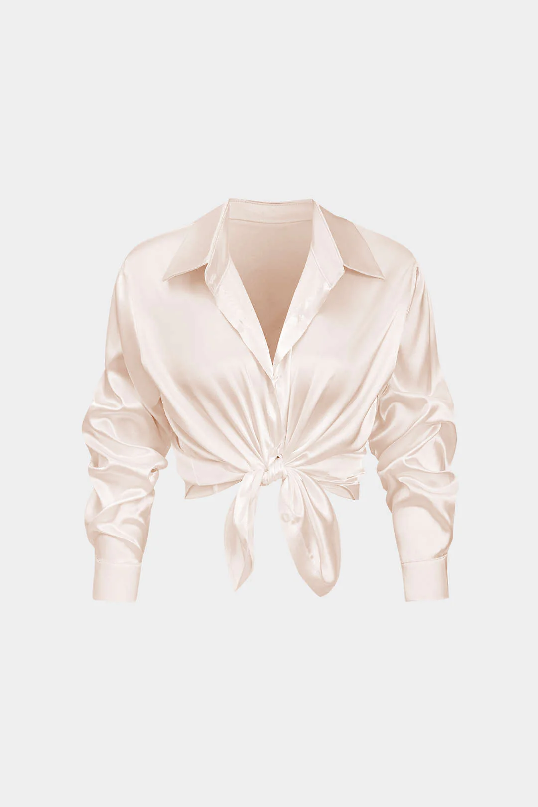 Basic Solid Satin Long-Sleeve Shirt - Image 2