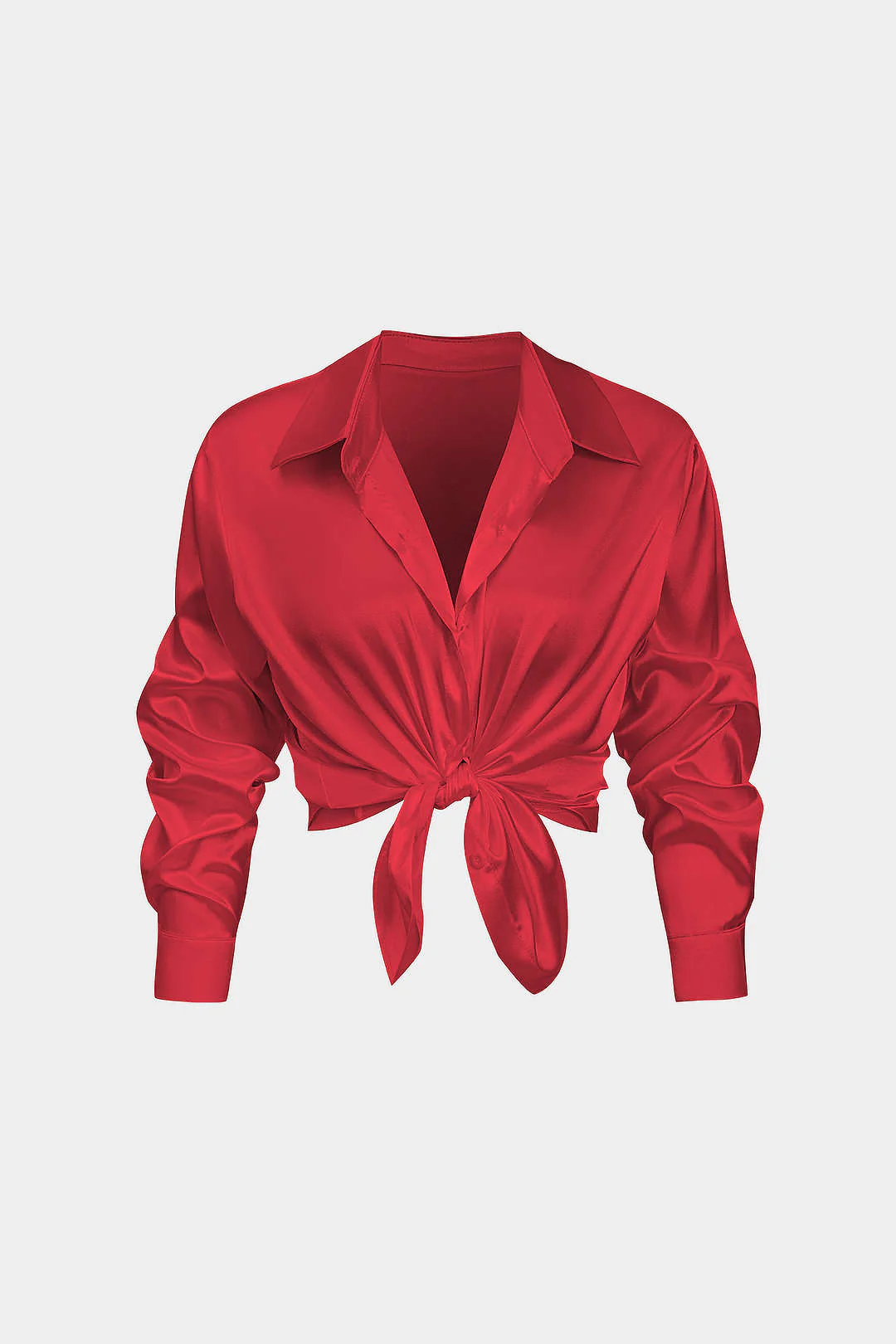 Basic Solid Satin Long-Sleeve Shirt - Image 5