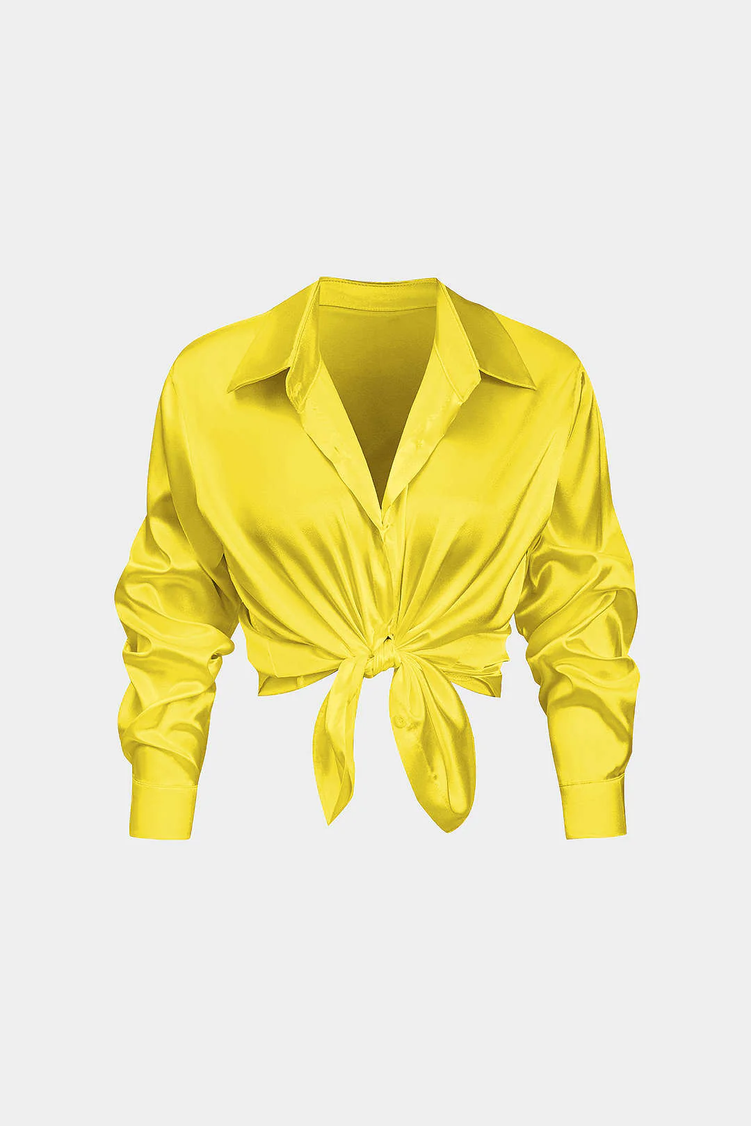 Basic Solid Satin Long-Sleeve Shirt - Image 8