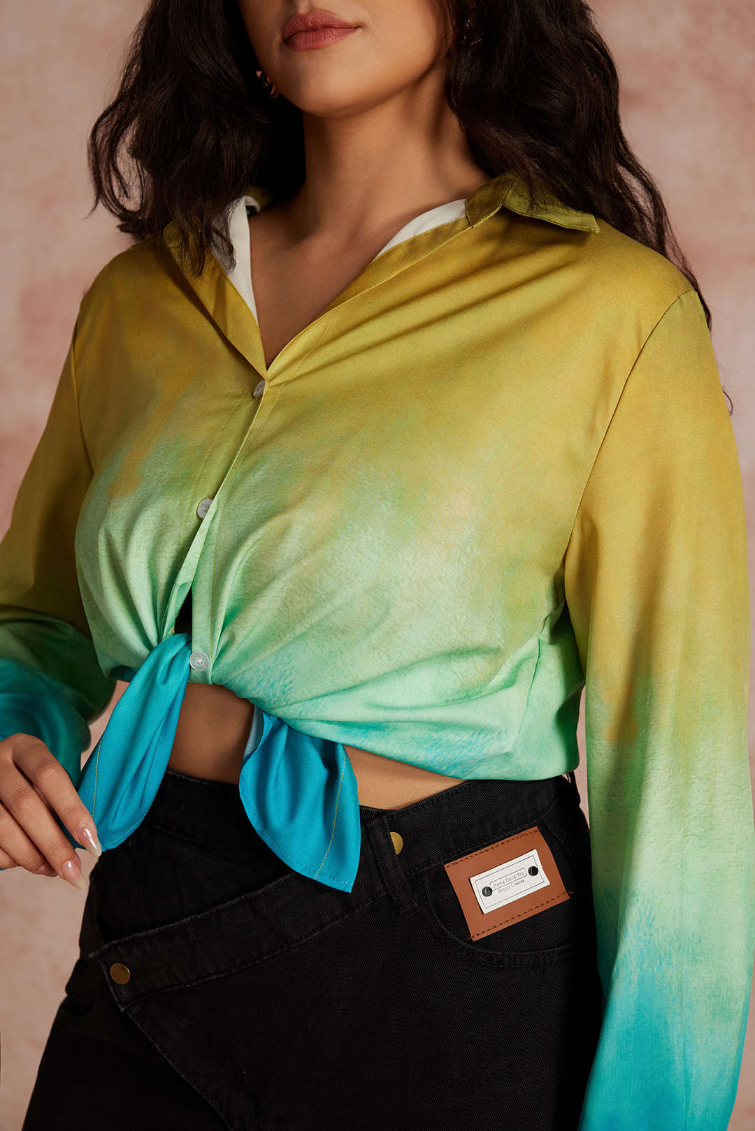 Plus Size Ombre Long-Sleeve Shirt - Image 7