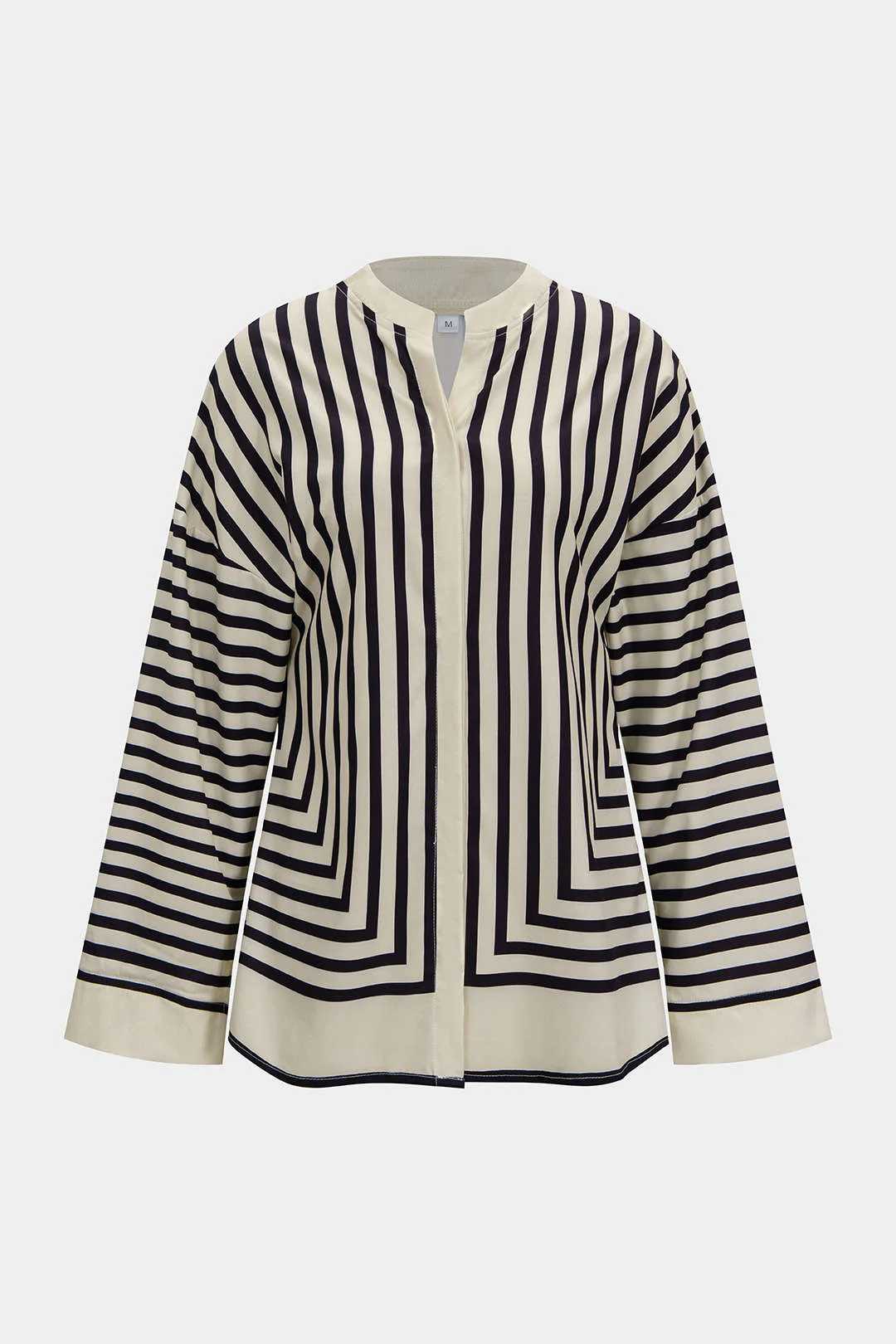Stripe Print Satin Long-Sleeve Shirt - Image 4