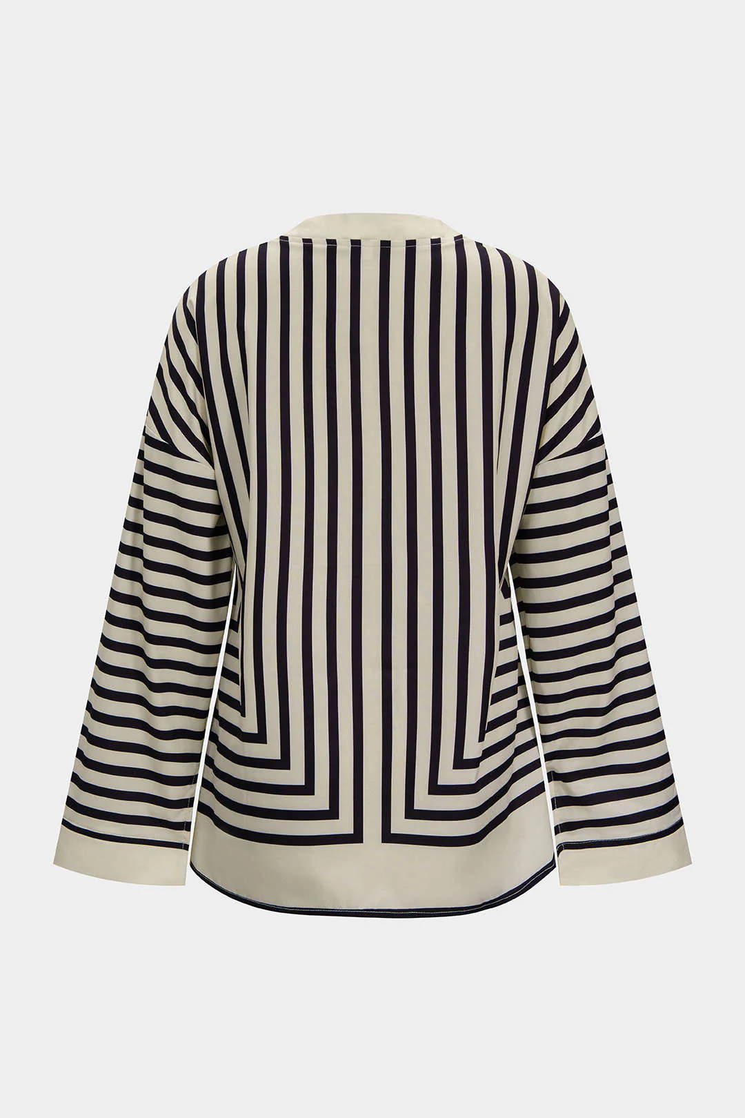 Stripe Print Satin Long-Sleeve Shirt - Image 5
