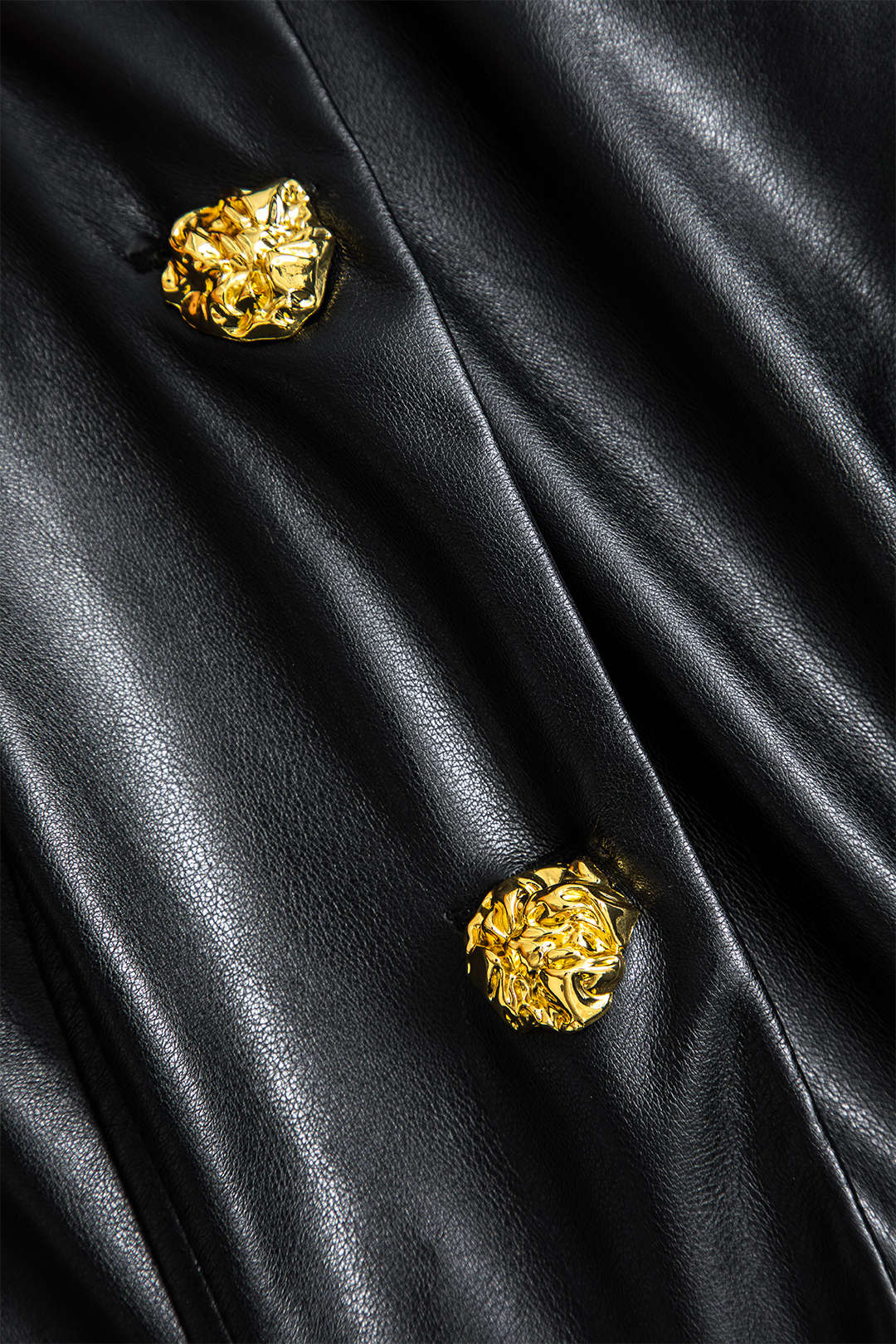 Faux Leather Metallic Button Jacket - Image 3