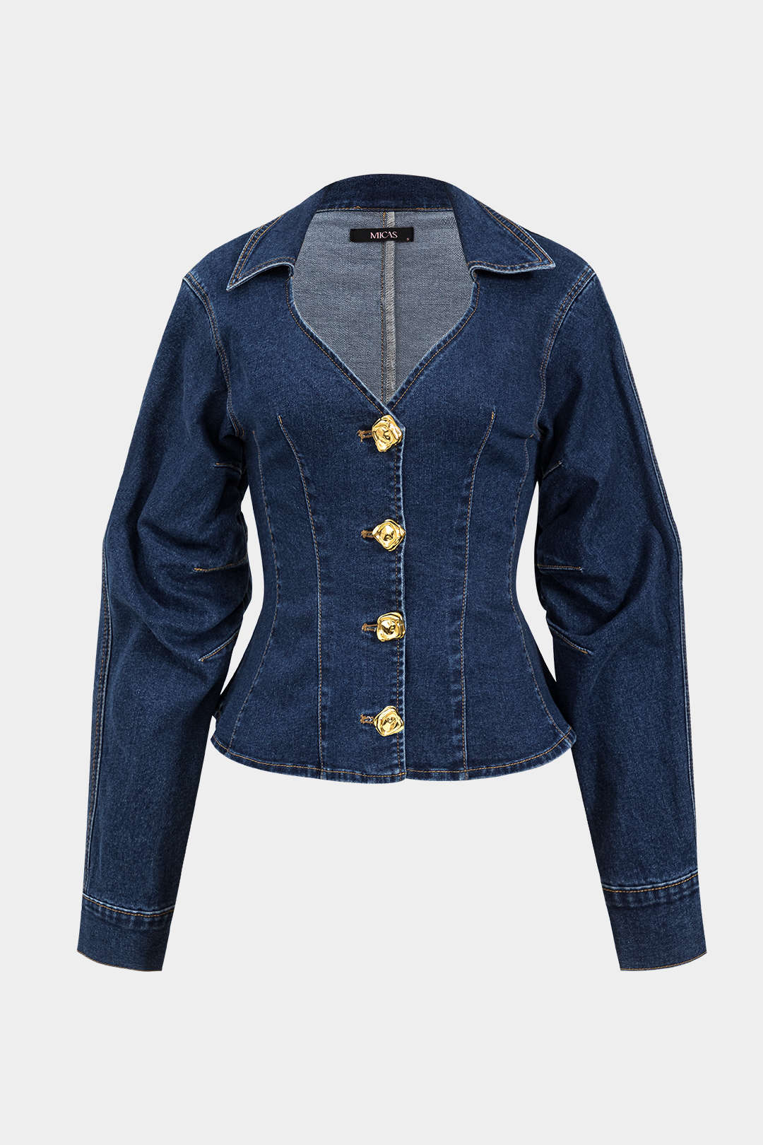 Denim Metallic Button Outerwear - Image 4