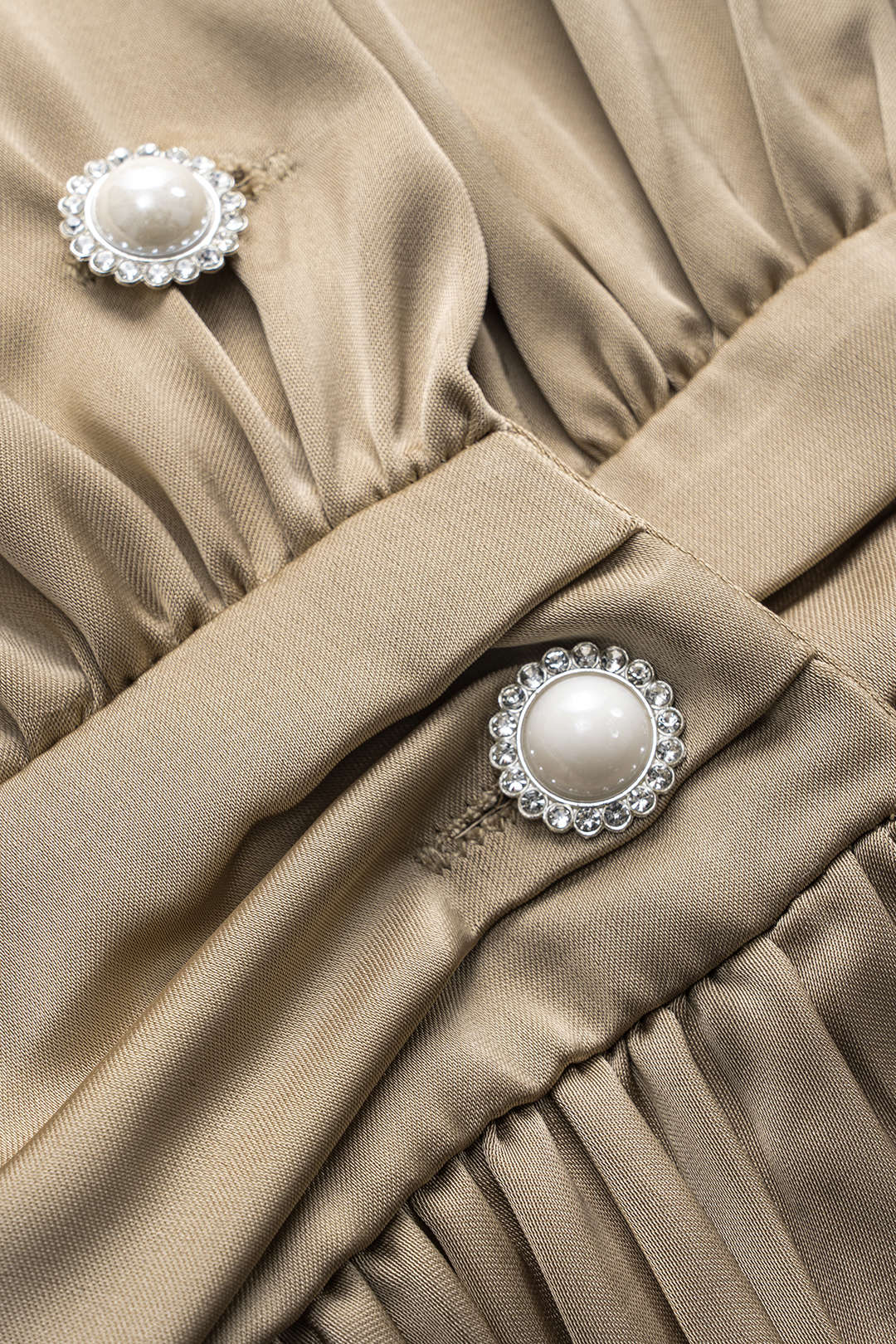 Satin Ruffle Ruched Button Long-Sleeve Shirt - Image 3
