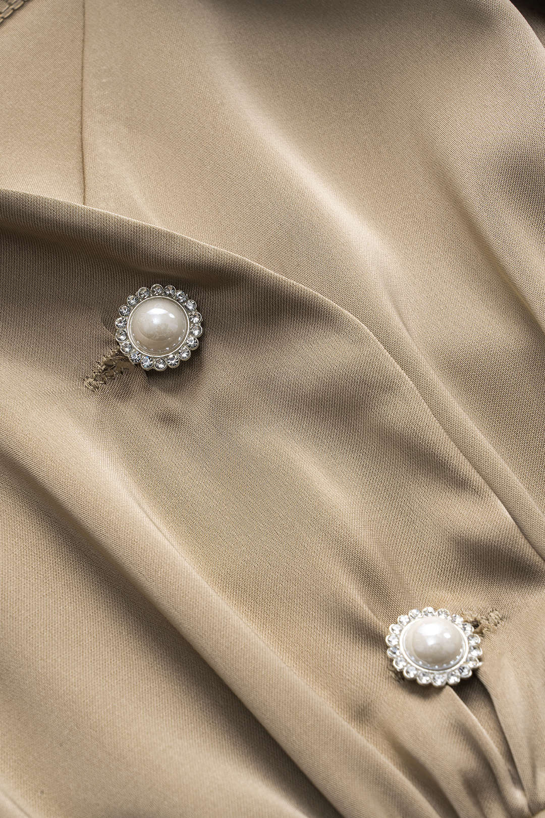 Satin Ruffle Ruched Button Long-Sleeve Shirt - Image 4