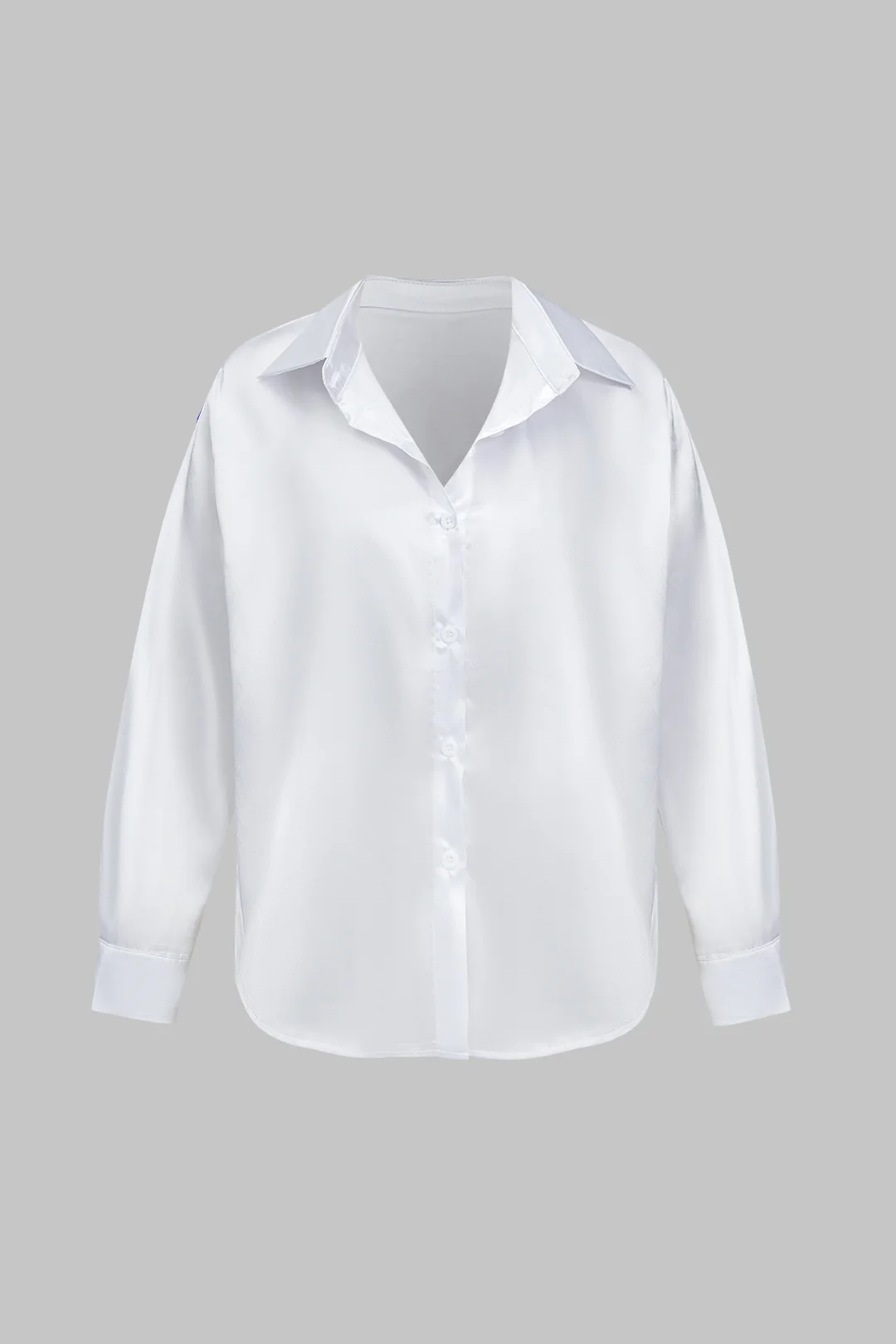 Plus Size Satin Button Long-Sleeve Shirt - Image 2