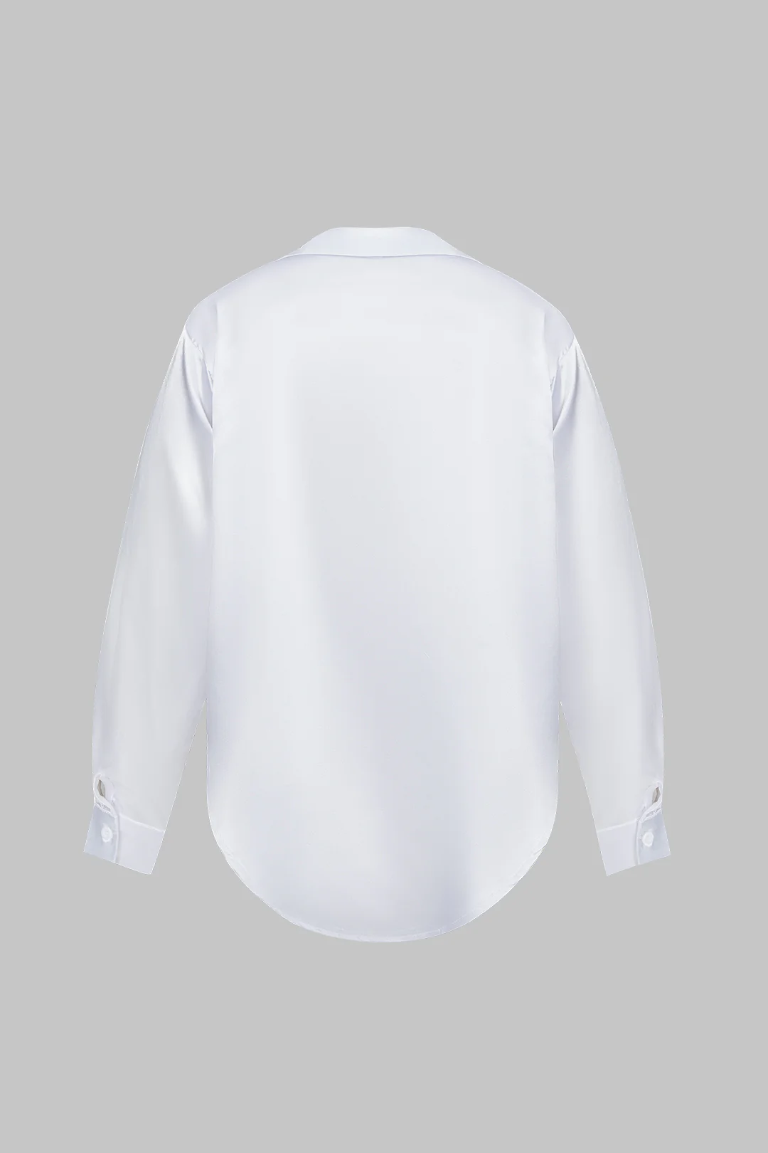 Plus Size Satin Button Long-Sleeve Shirt - Image 3