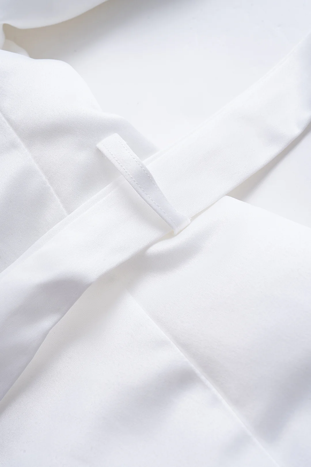 Solid V-Neck Tie Up Long-Sleeve Shirt - Image 5