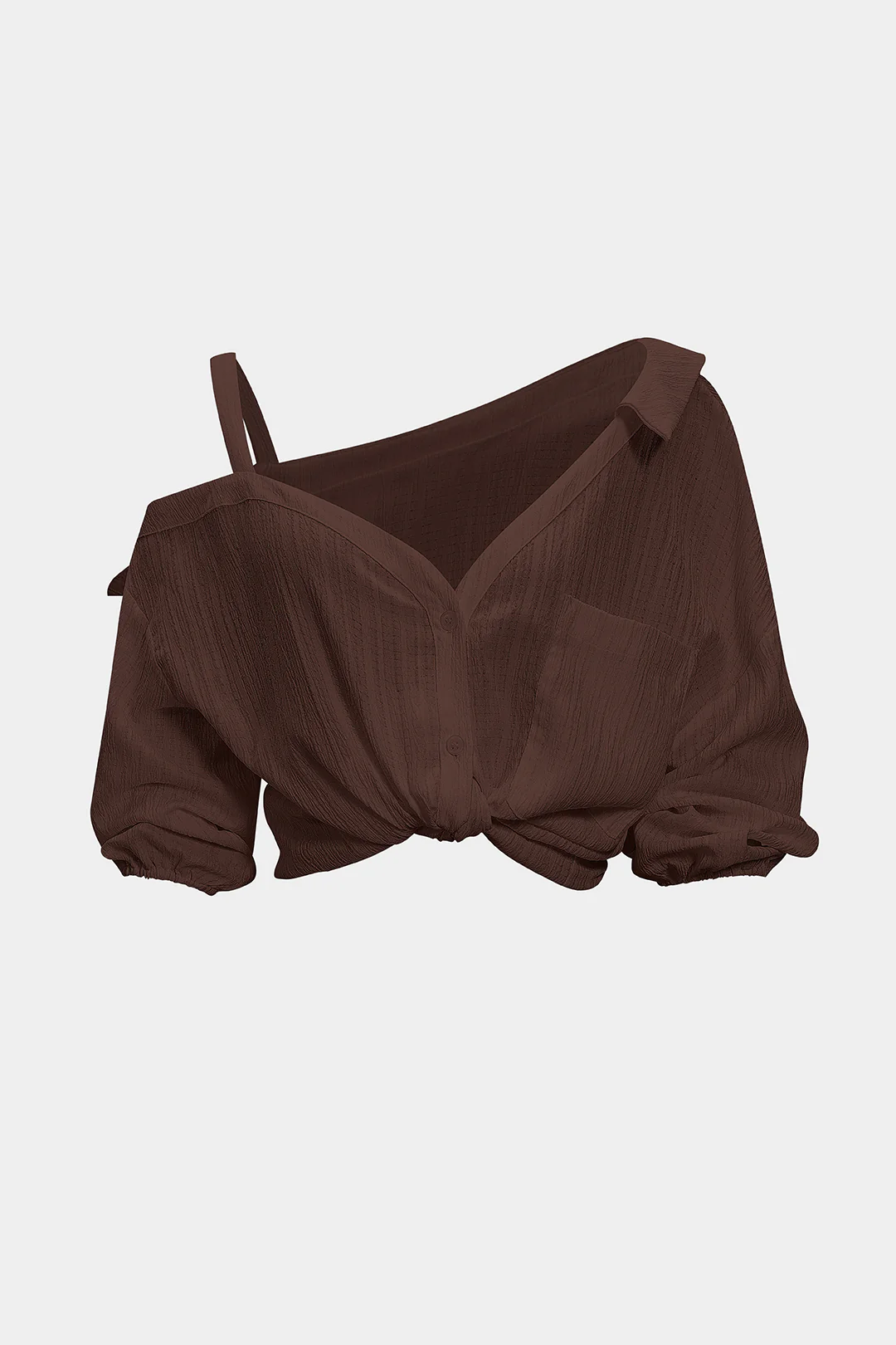Button Asymmetrical Backless Long-Sleeve Shirt - Image 10