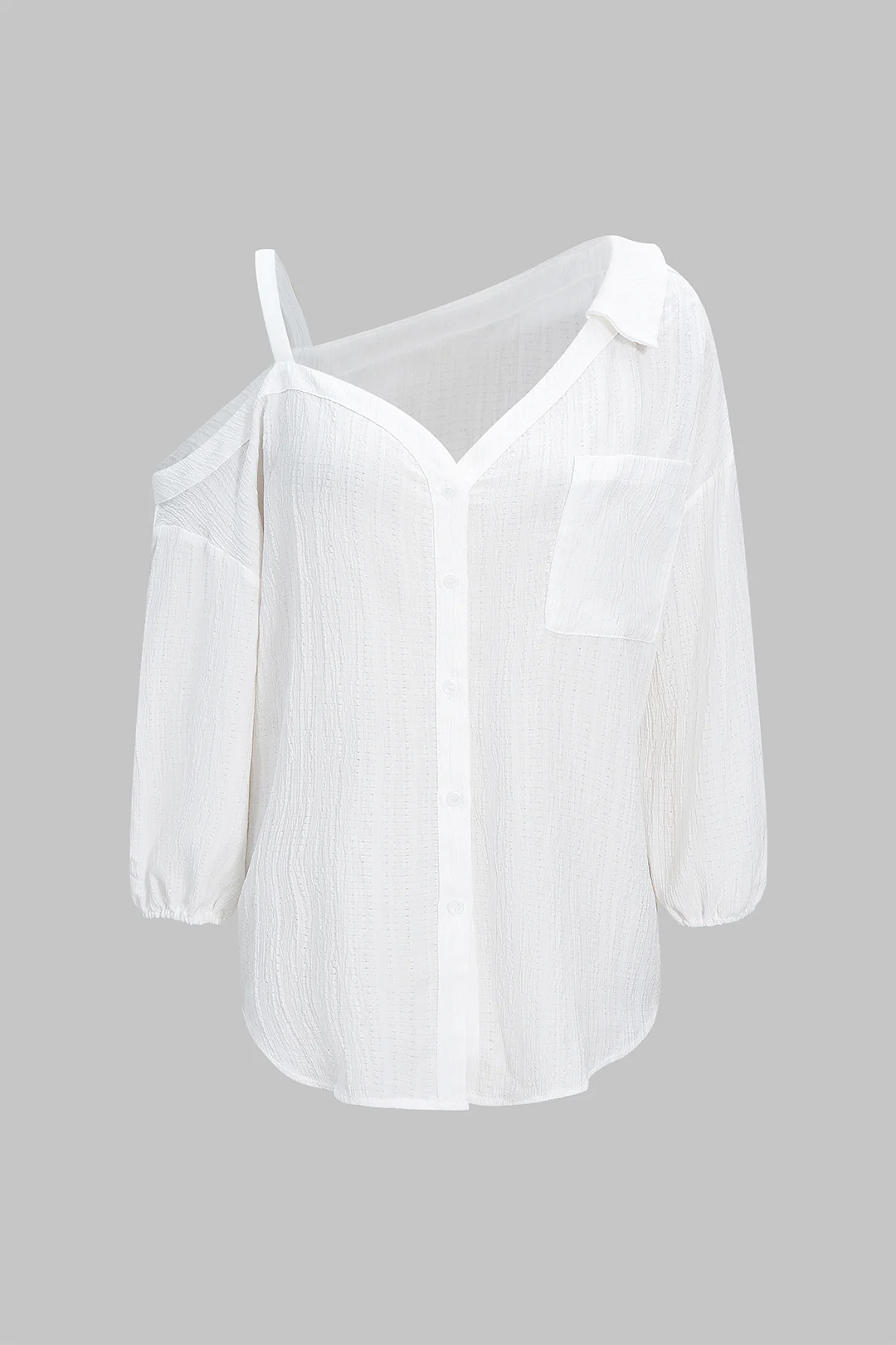 Button Asymmetrical Backless Long-Sleeve Shirt - Image 2