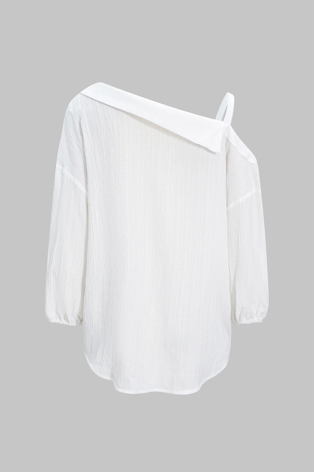 Button Asymmetrical Backless Long-Sleeve Shirt - Image 3
